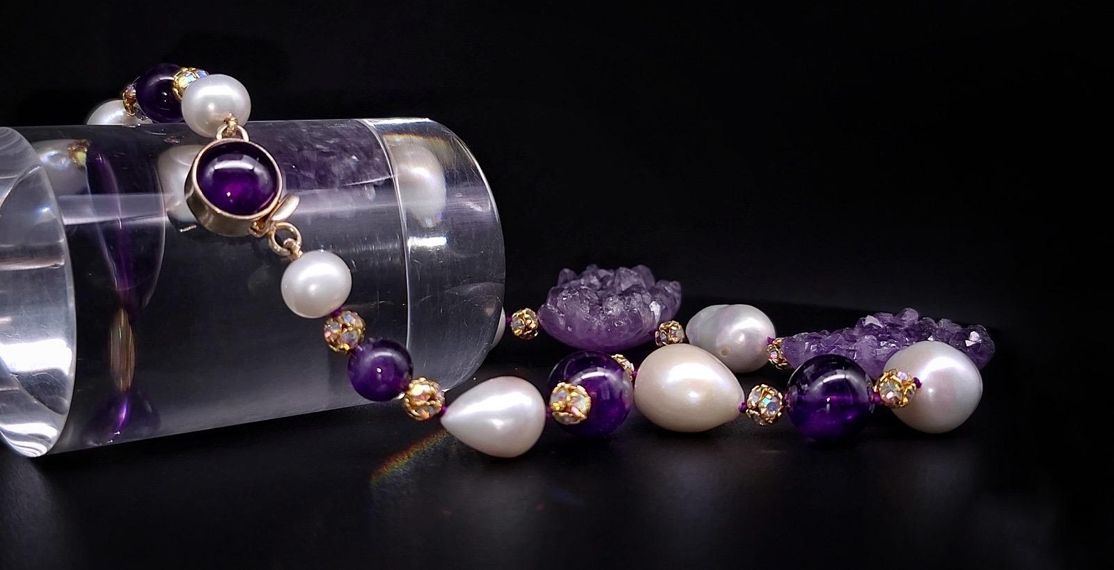 A.Jeschel Spektakuläre Amethyst-Geodes- und Barockperlenkette im Angebot 3