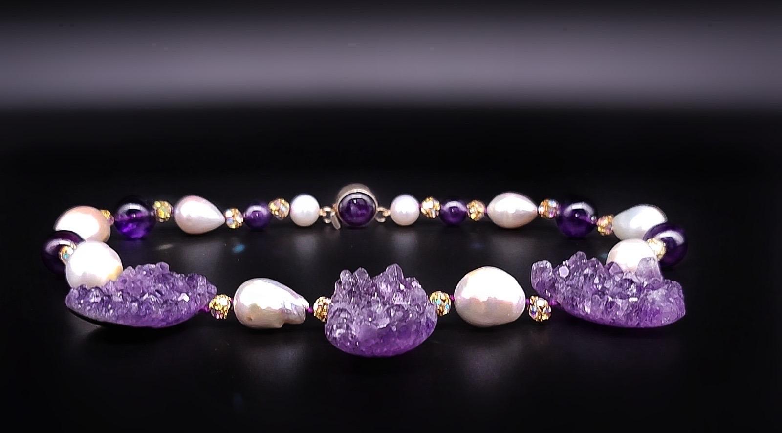 A.Jeschel Spektakuläre Amethyst-Geodes- und Barockperlenkette im Angebot 8