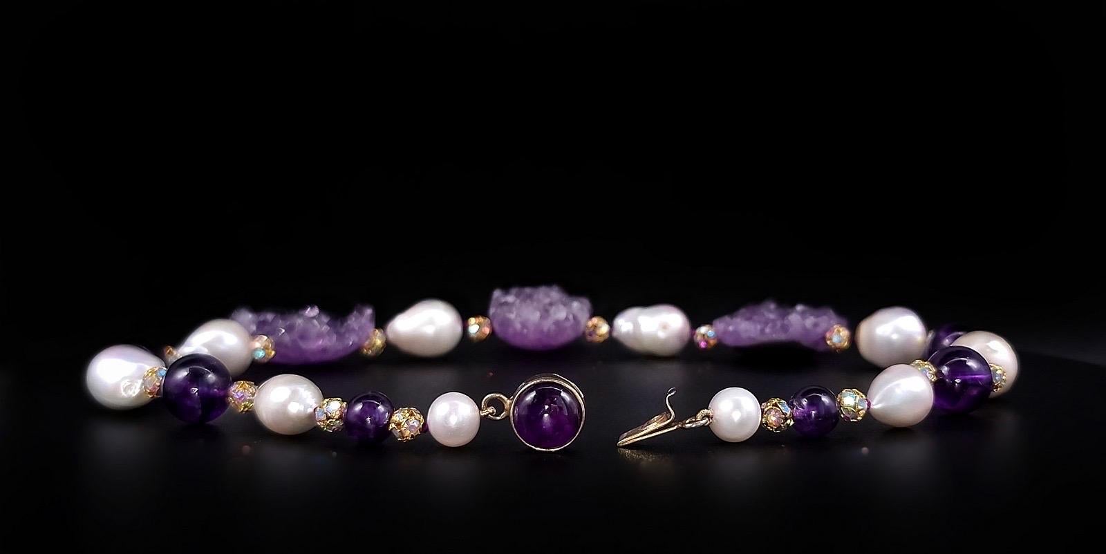 A.Jeschel Spektakuläre Amethyst-Geodes- und Barockperlenkette im Angebot 10