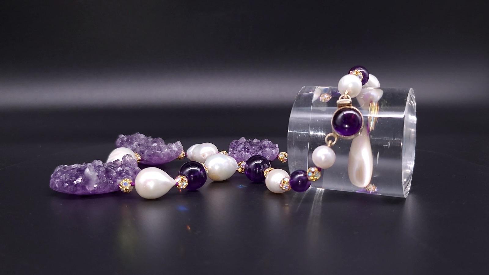 A.Jeschel Spektakuläre Amethyst-Geodes- und Barockperlenkette im Angebot 11