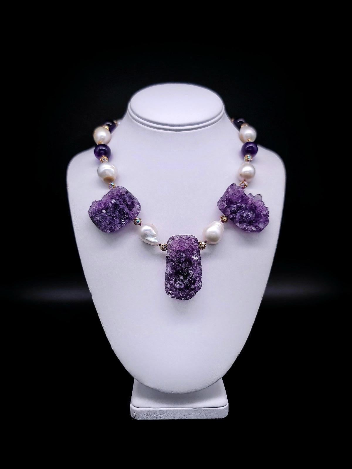 A.Jeschel Spektakuläre Amethyst-Geodes- und Barockperlenkette im Angebot 12