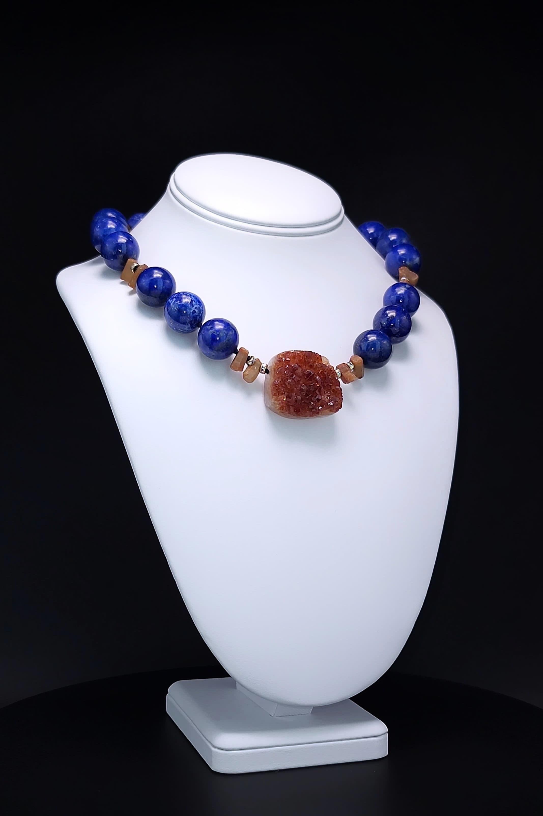 Taglio misto A.Jeschel Collana con Lapis ricco e Citrino dorato. in vendita