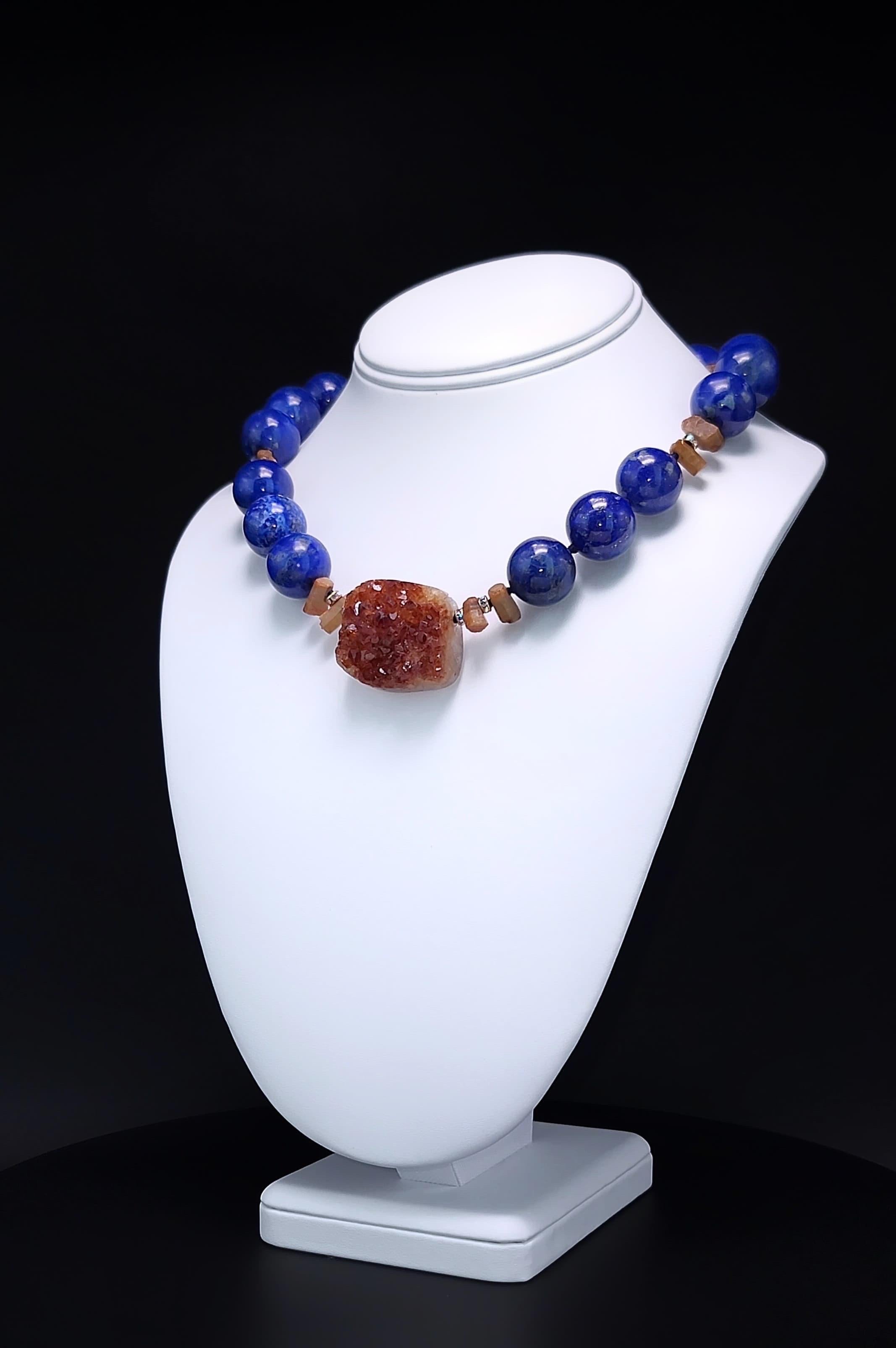 A.Jeschel Collana con Lapis ricco e Citrino dorato. In condizioni Nuovo in vendita a Miami, FL