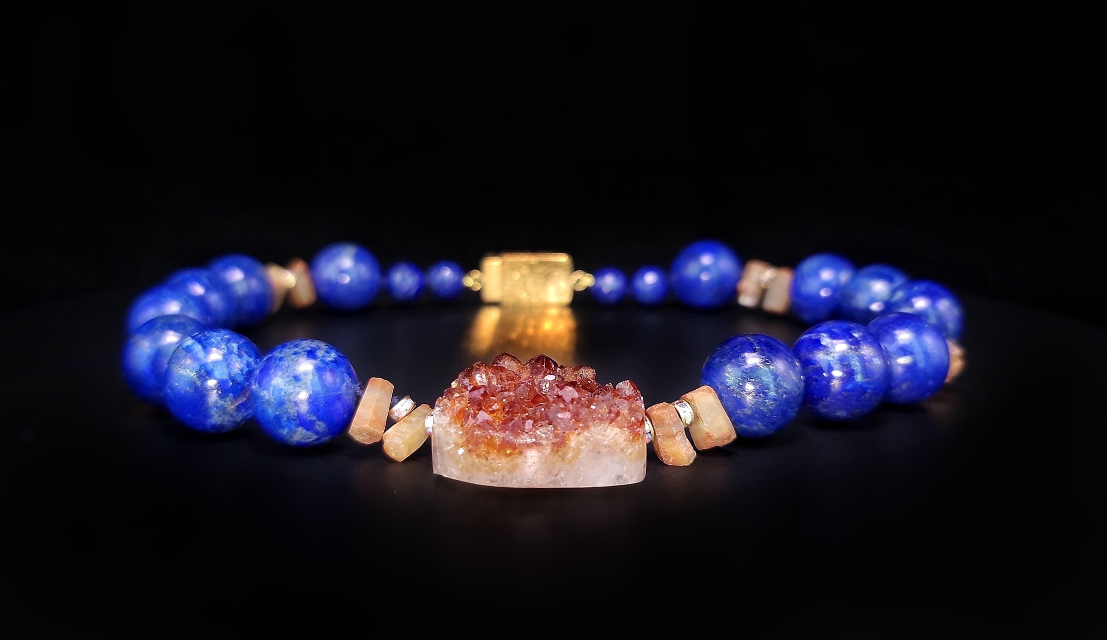 Donna A.Jeschel Collana con Lapis ricco e Citrino dorato. in vendita
