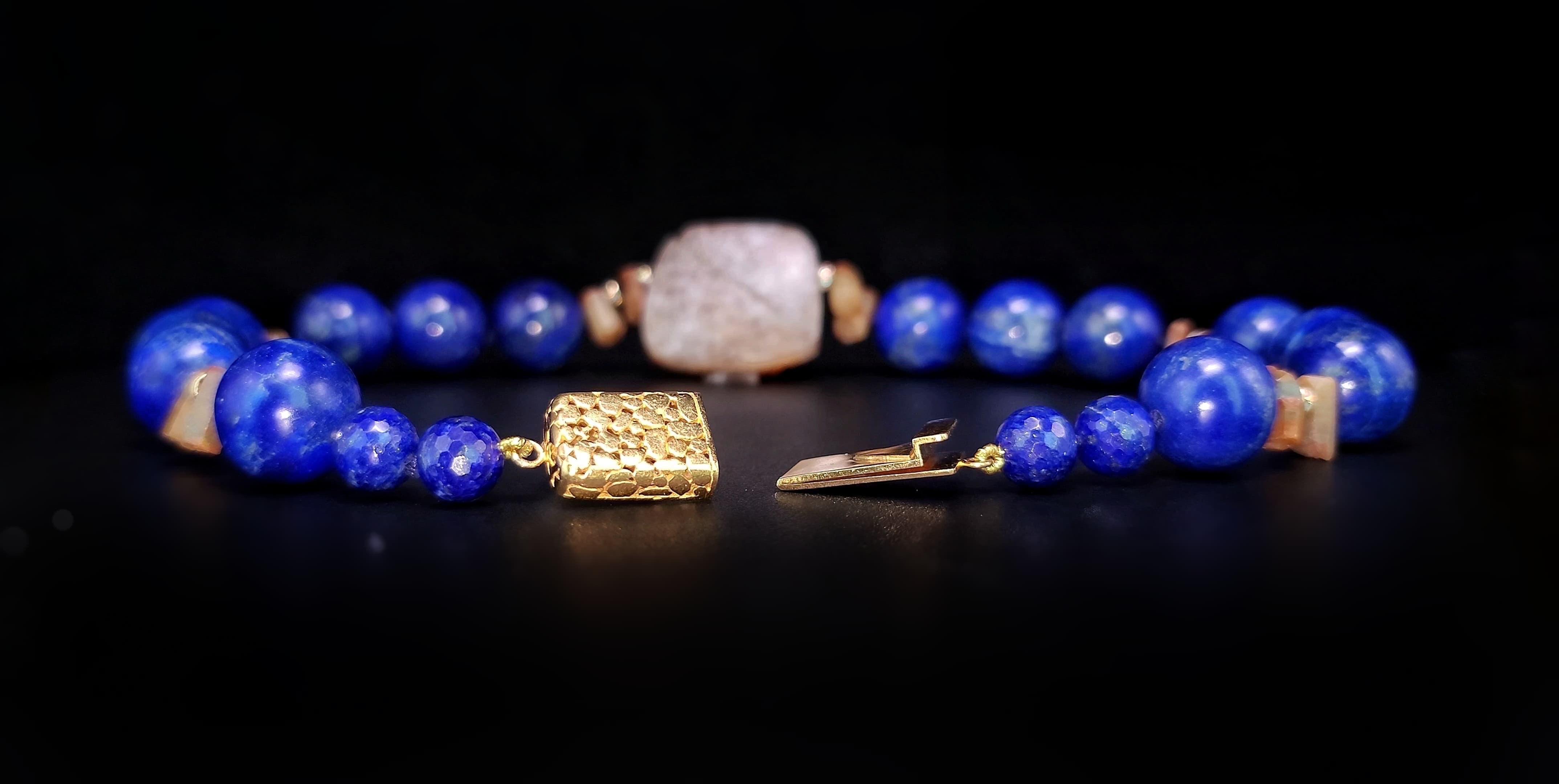 A.Jeschel Collana con Lapis ricco e Citrino dorato. in vendita 3