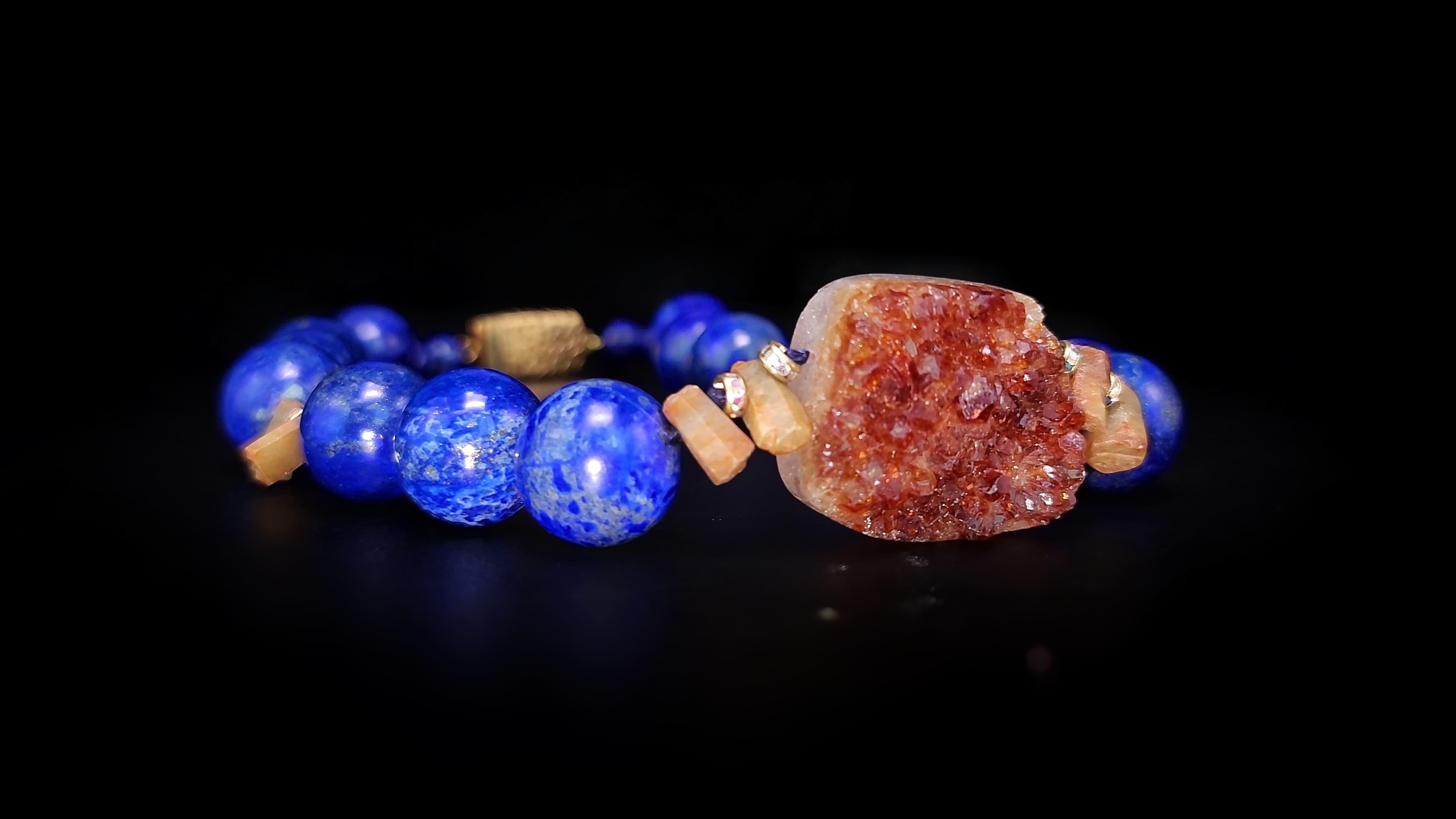 A.Jeschel Collana con Lapis ricco e Citrino dorato. in vendita 4