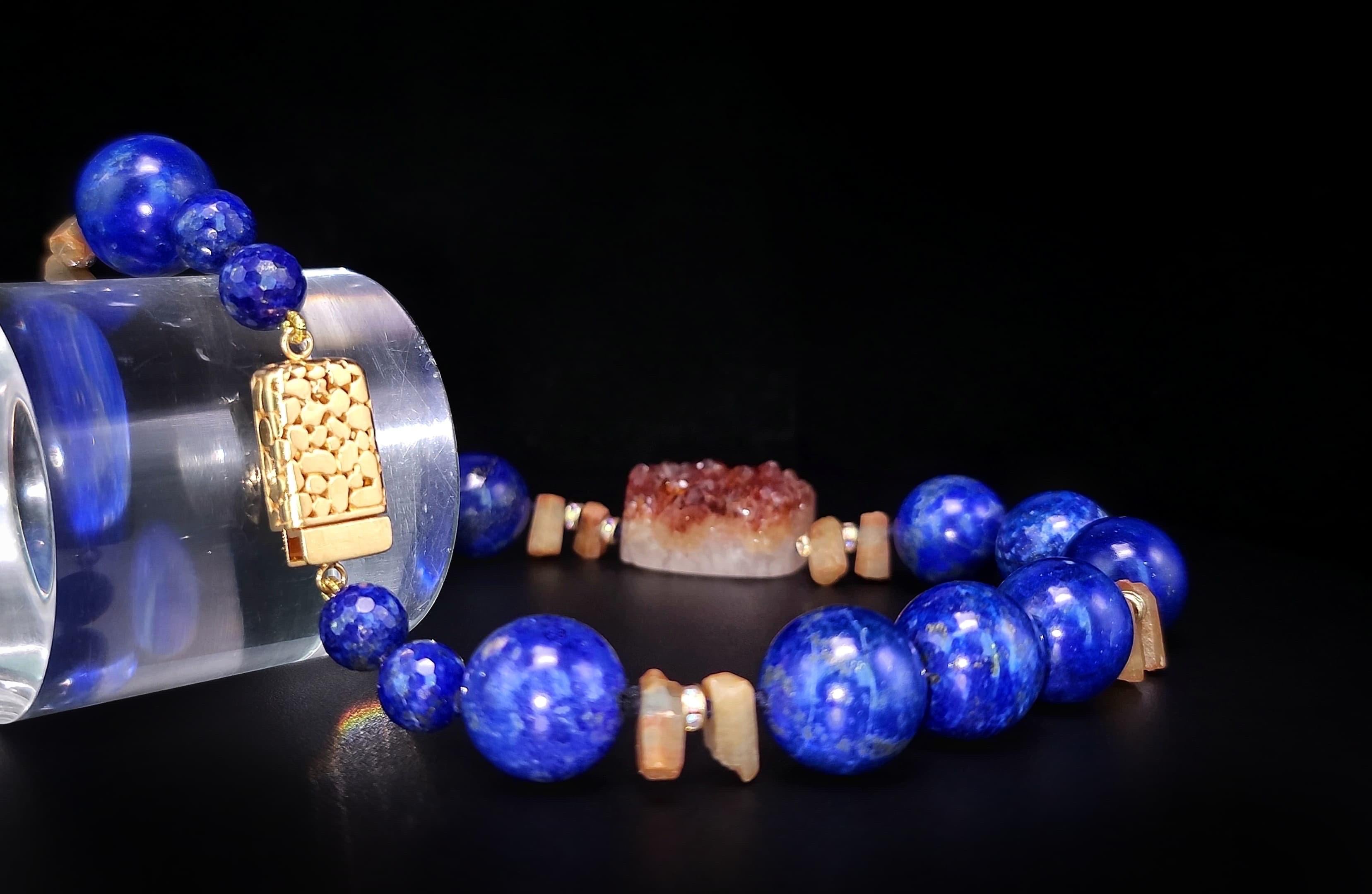 A.Jeschel Collana con Lapis ricco e Citrino dorato. in vendita 5