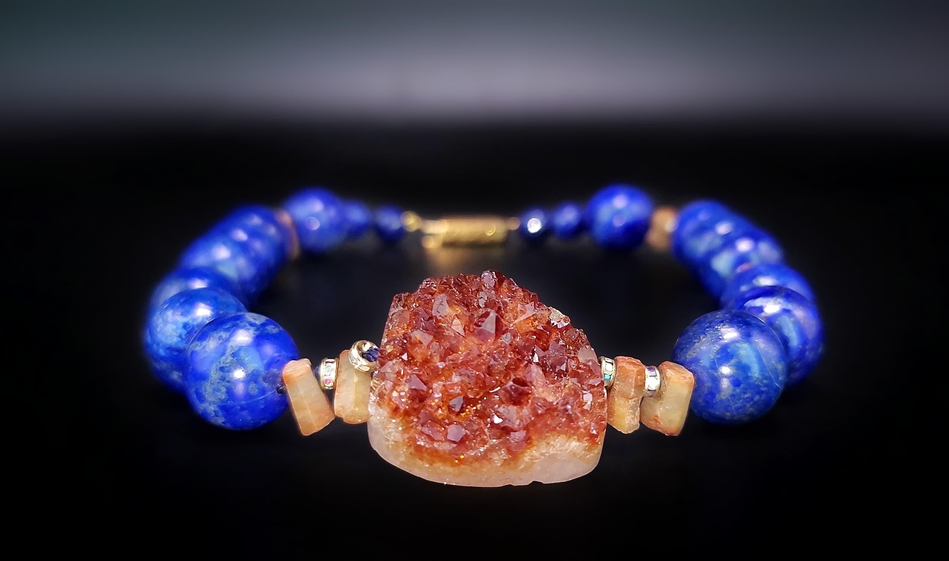 A.Jeschel Collana con Lapis ricco e Citrino dorato. in vendita 6