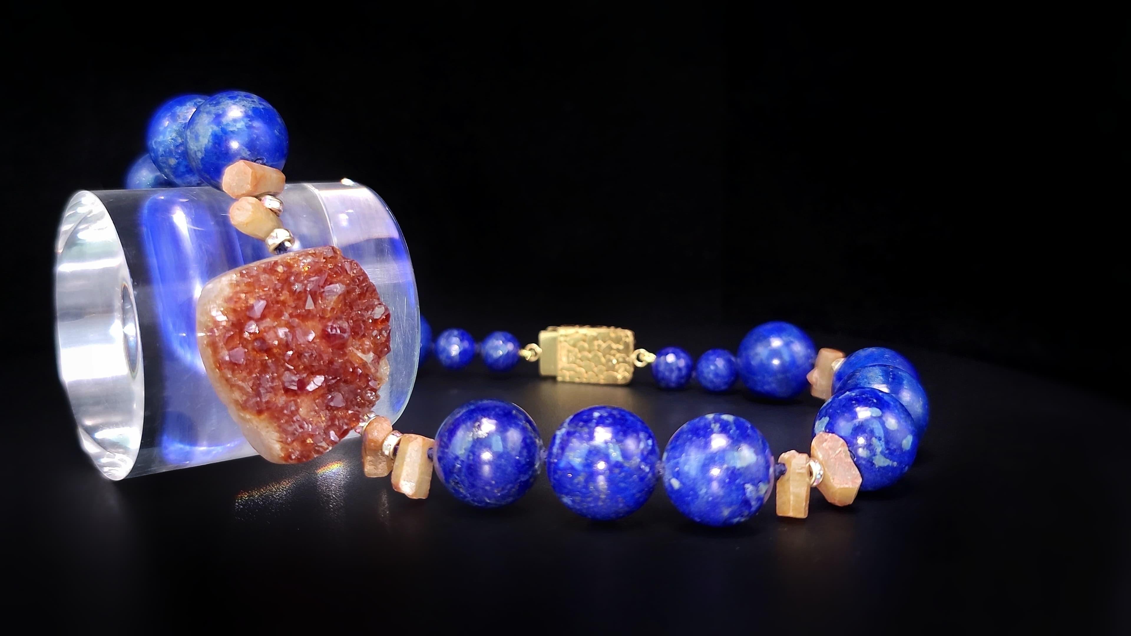 A.Jeschel Collana con Lapis ricco e Citrino dorato. in vendita 8