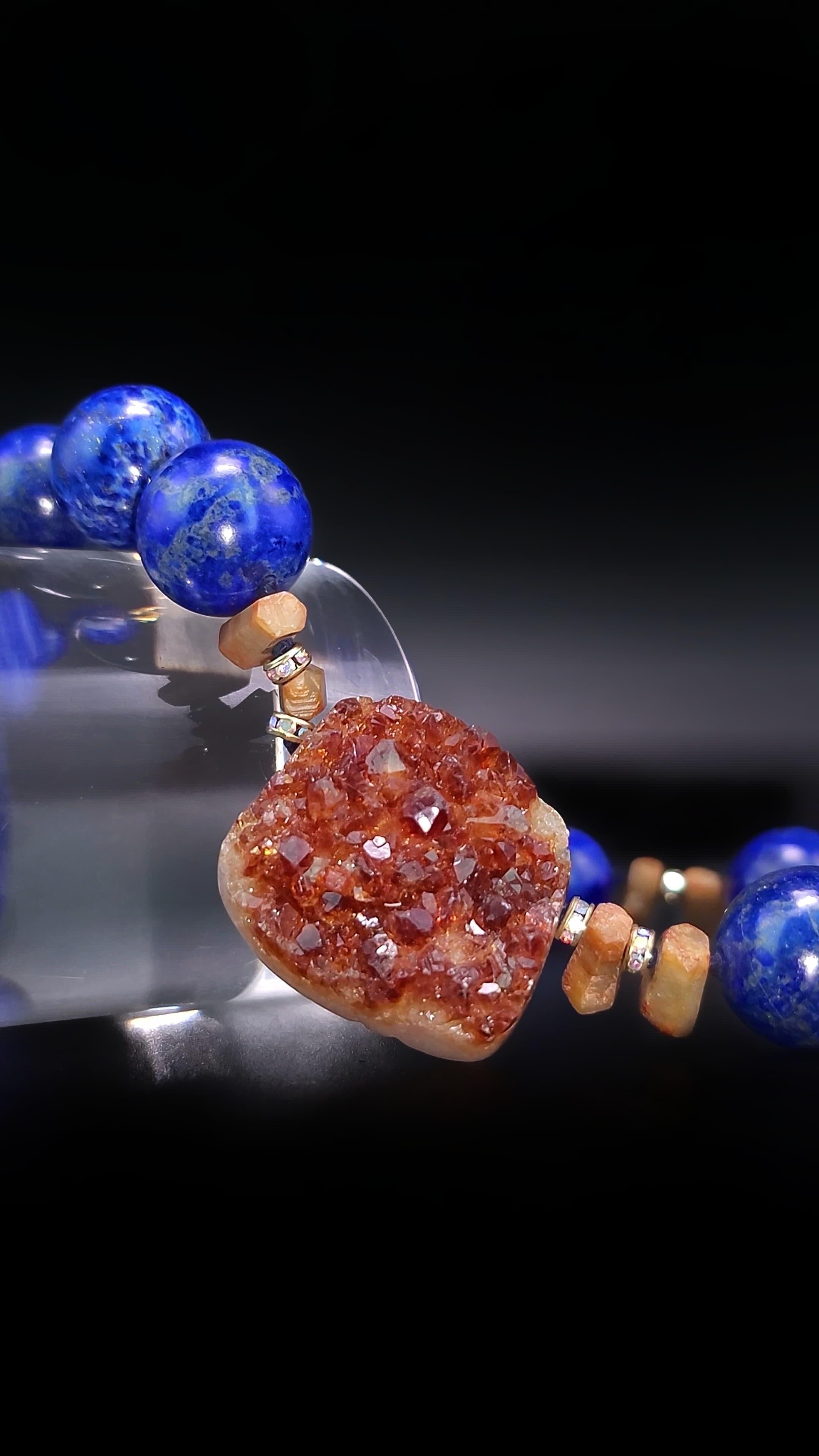 A.Jeschel Collana con Lapis ricco e Citrino dorato. in vendita 14