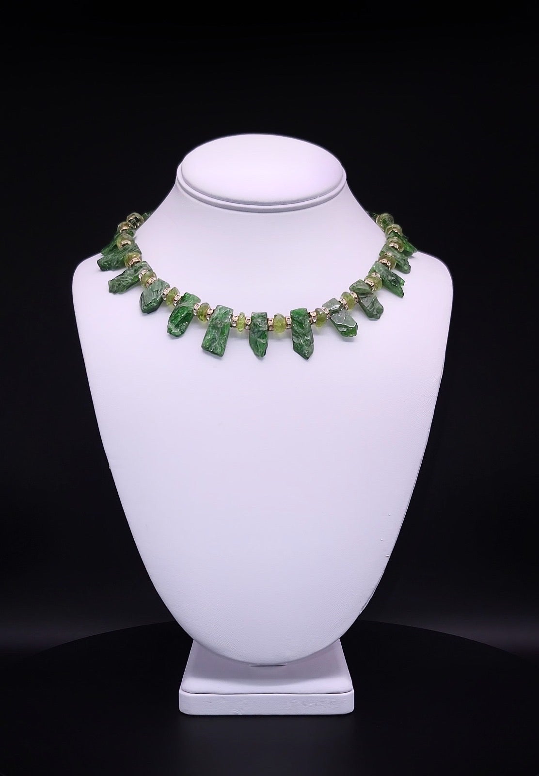 A.Jeschel Gorgeous necklace green Chrome Diopside paired with Peridot
