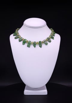 A.Jeschel Precioso collar de diópsido cromado verde combinado con peridoto