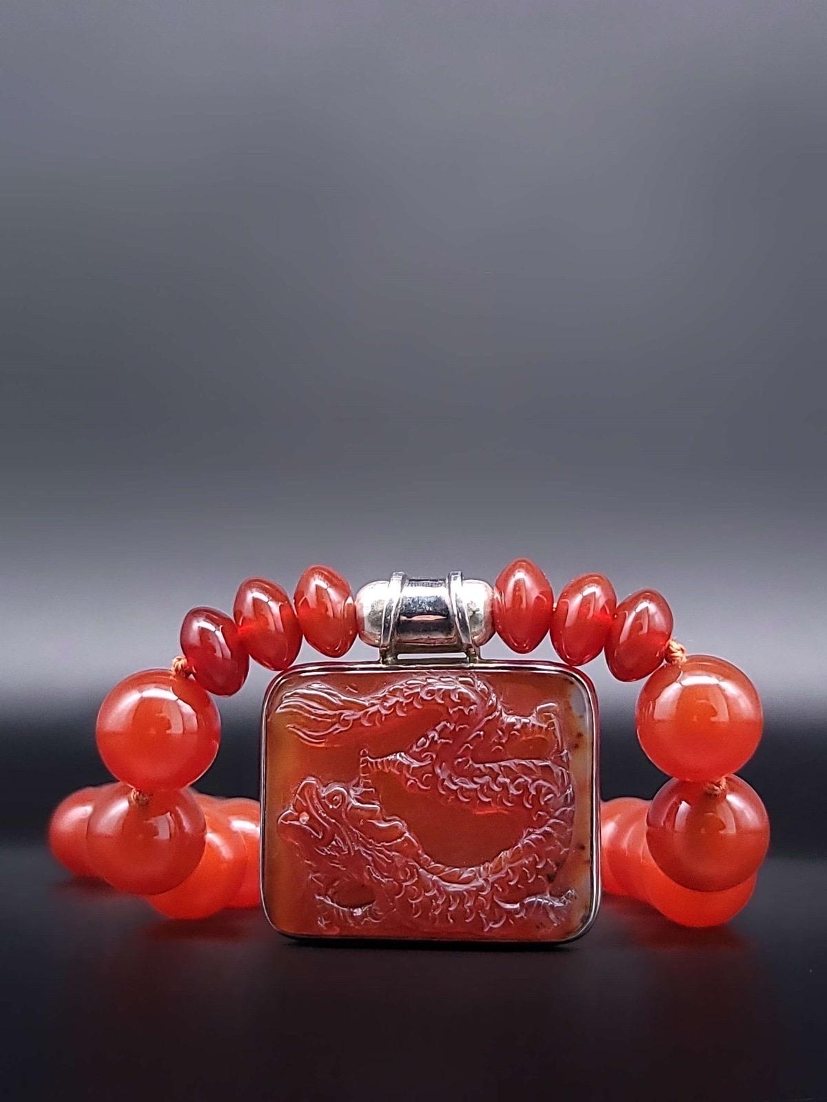 Women's A.Jeschel Powerful Carnelian necklace with a Dragon pendant. For Sale