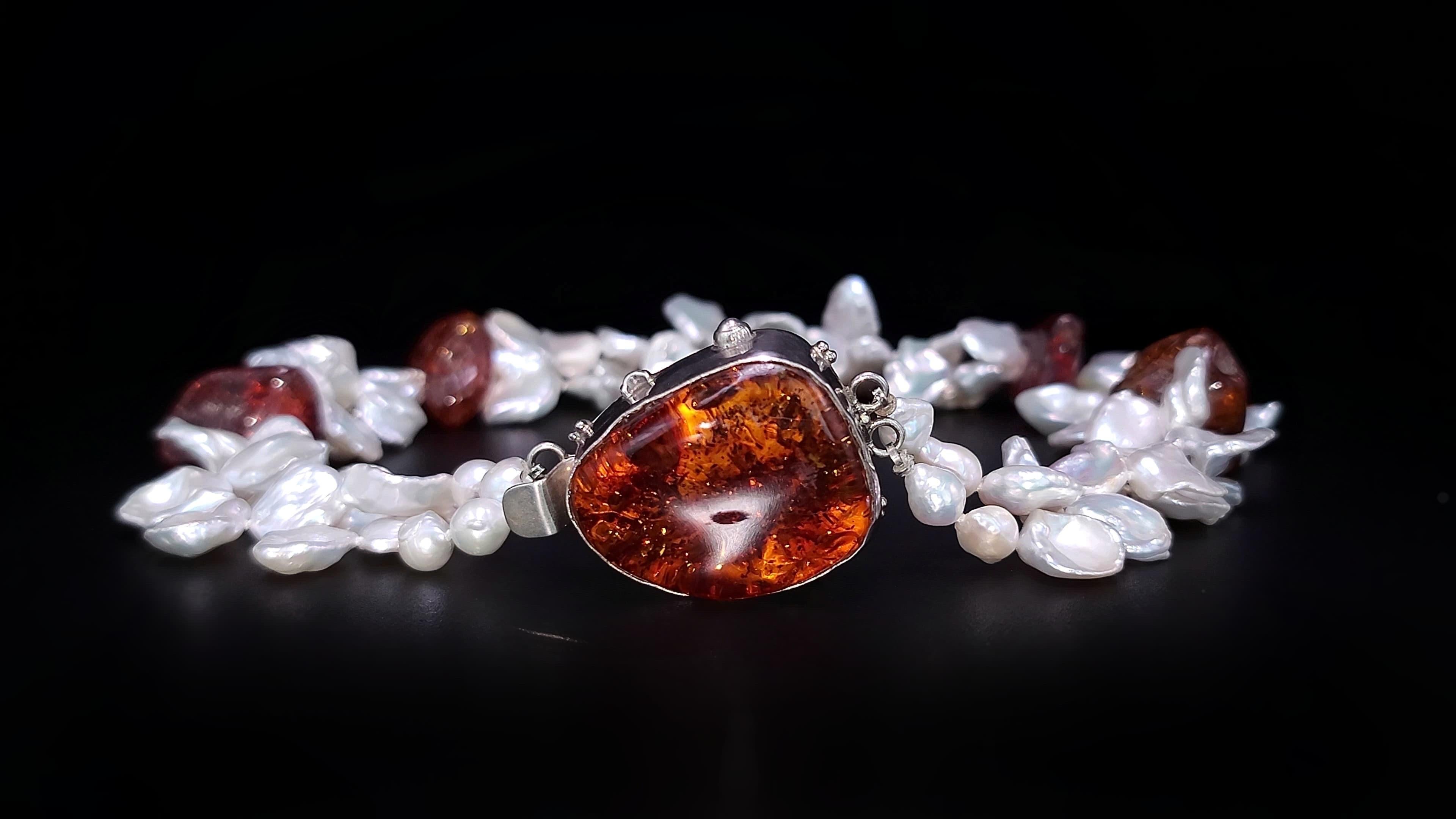 A.Jeschel Espléndido Collar de Perlas y Ámbar Keshi. en venta 3