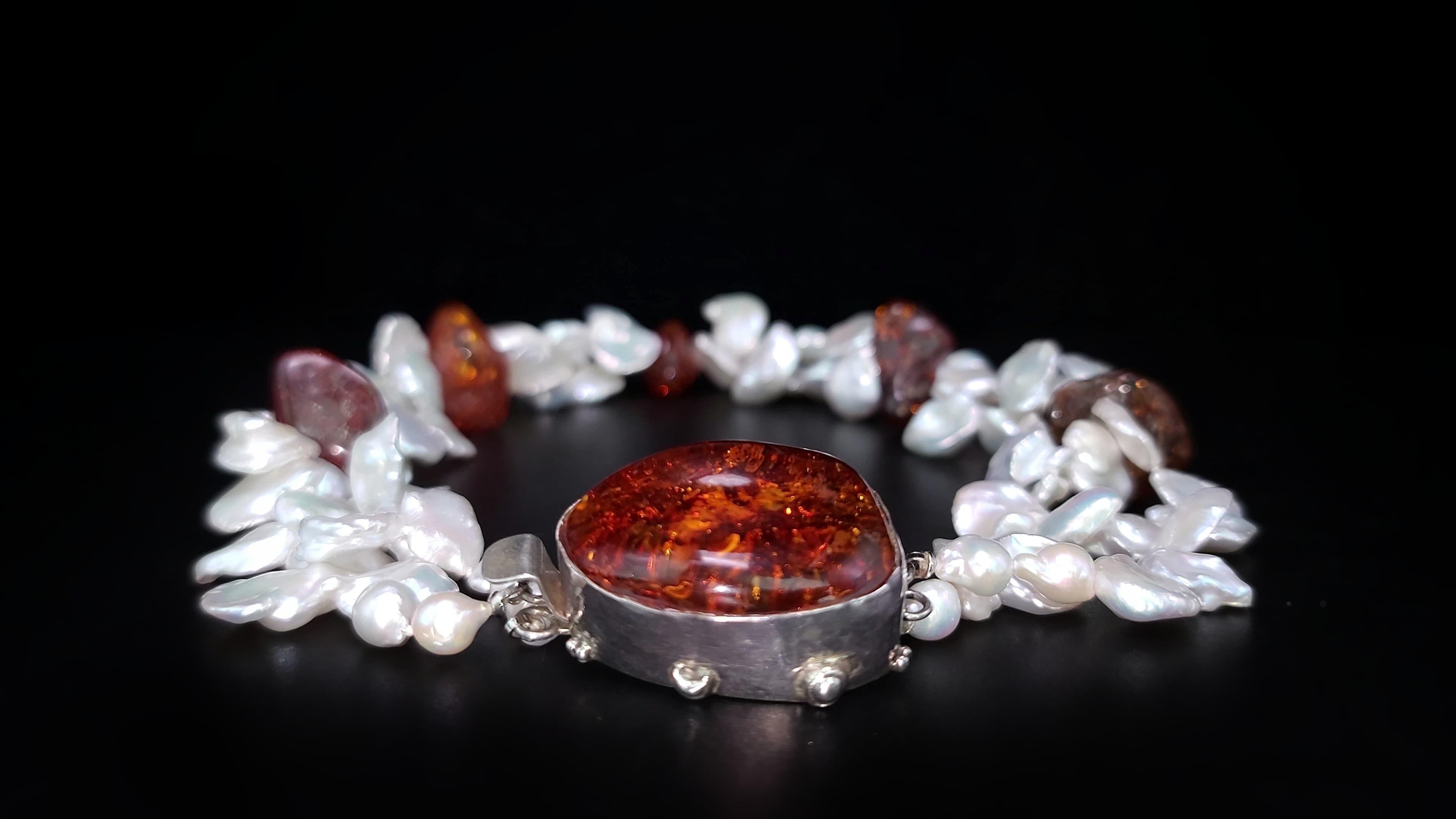 A.Jeschel Espléndido Collar de Perlas y Ámbar Keshi. en venta 4