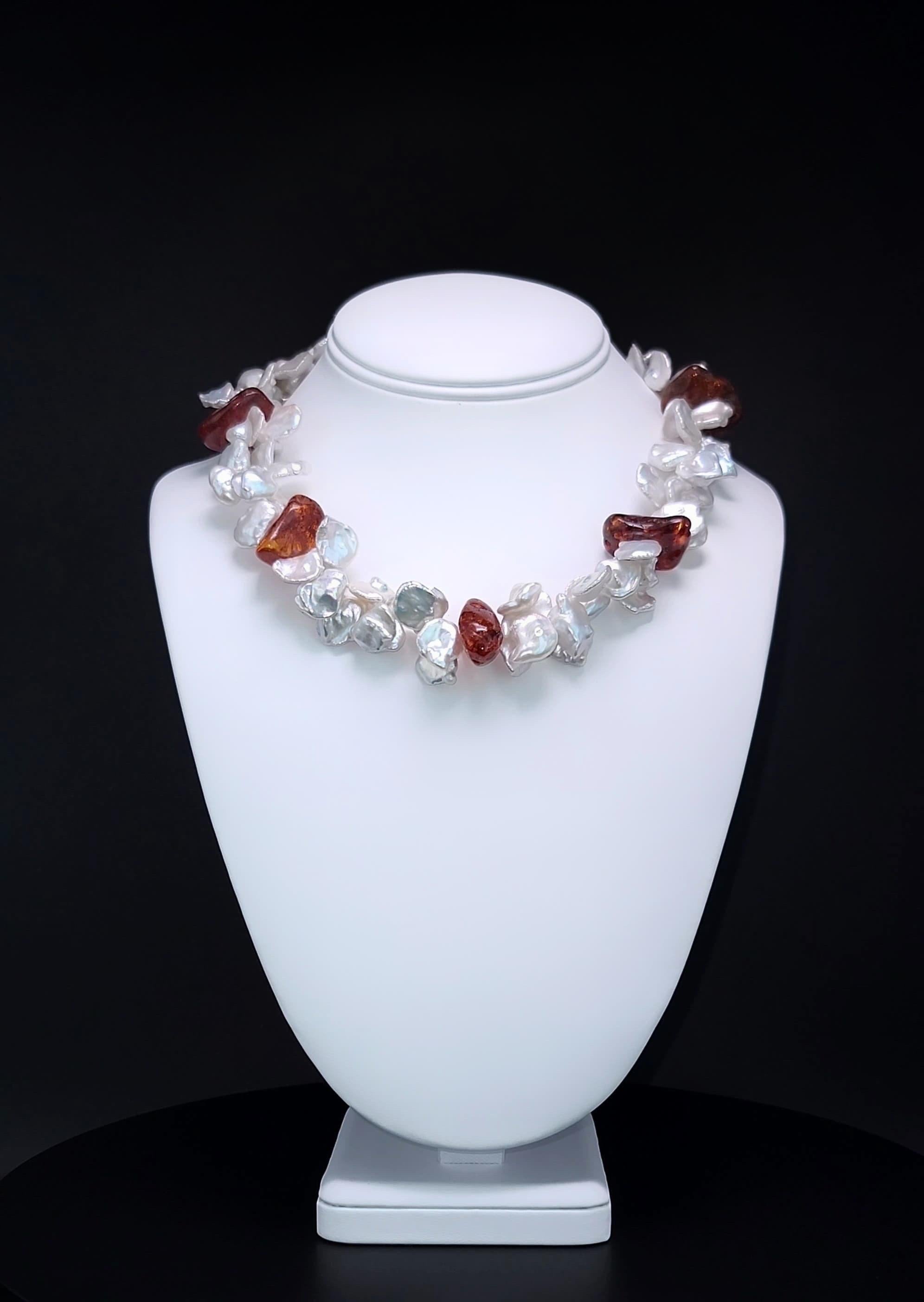 A.Jeschel Espléndido Collar de Perlas y Ámbar Keshi. en venta 8