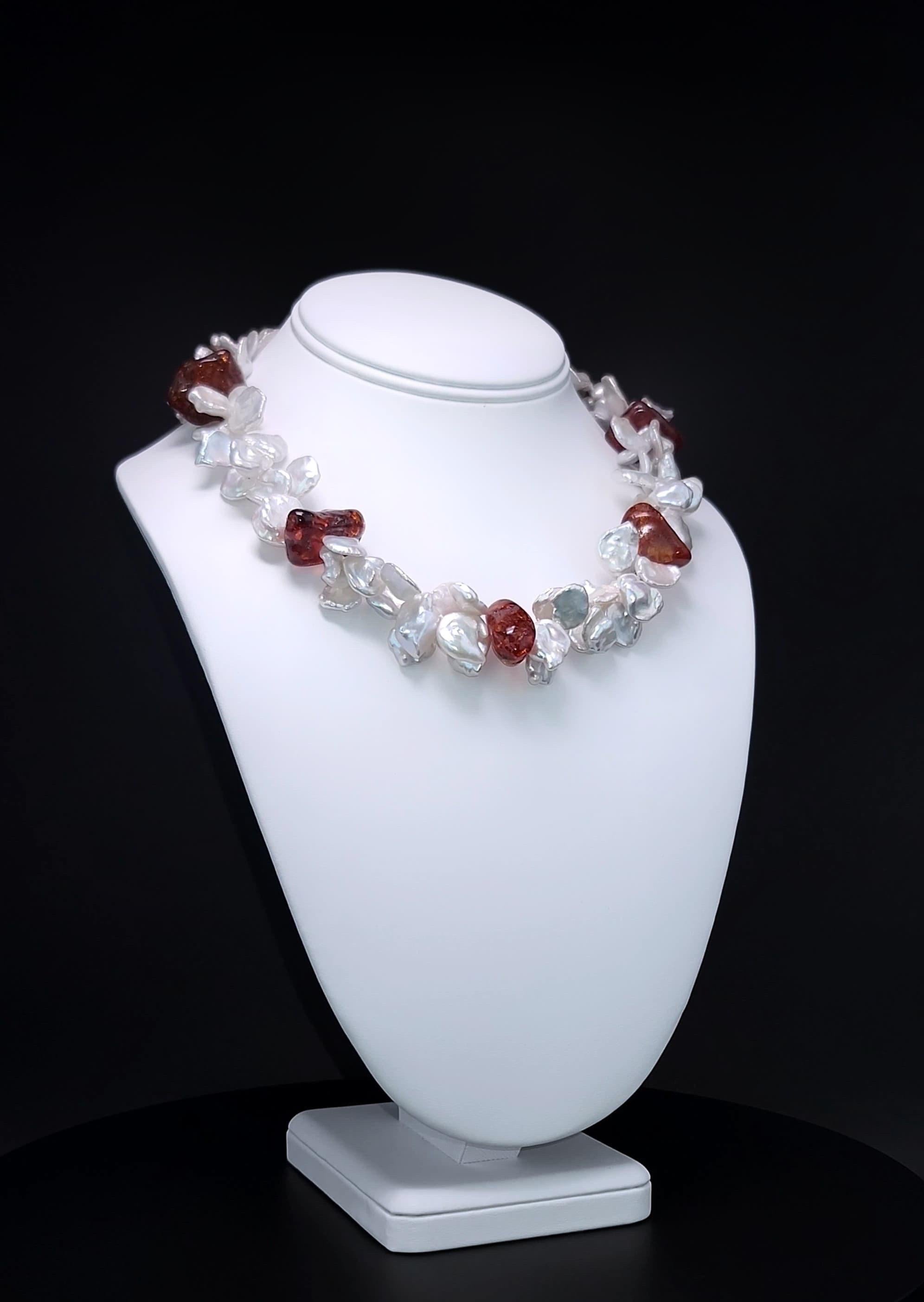 A.Jeschel Espléndido Collar de Perlas y Ámbar Keshi. en venta 9