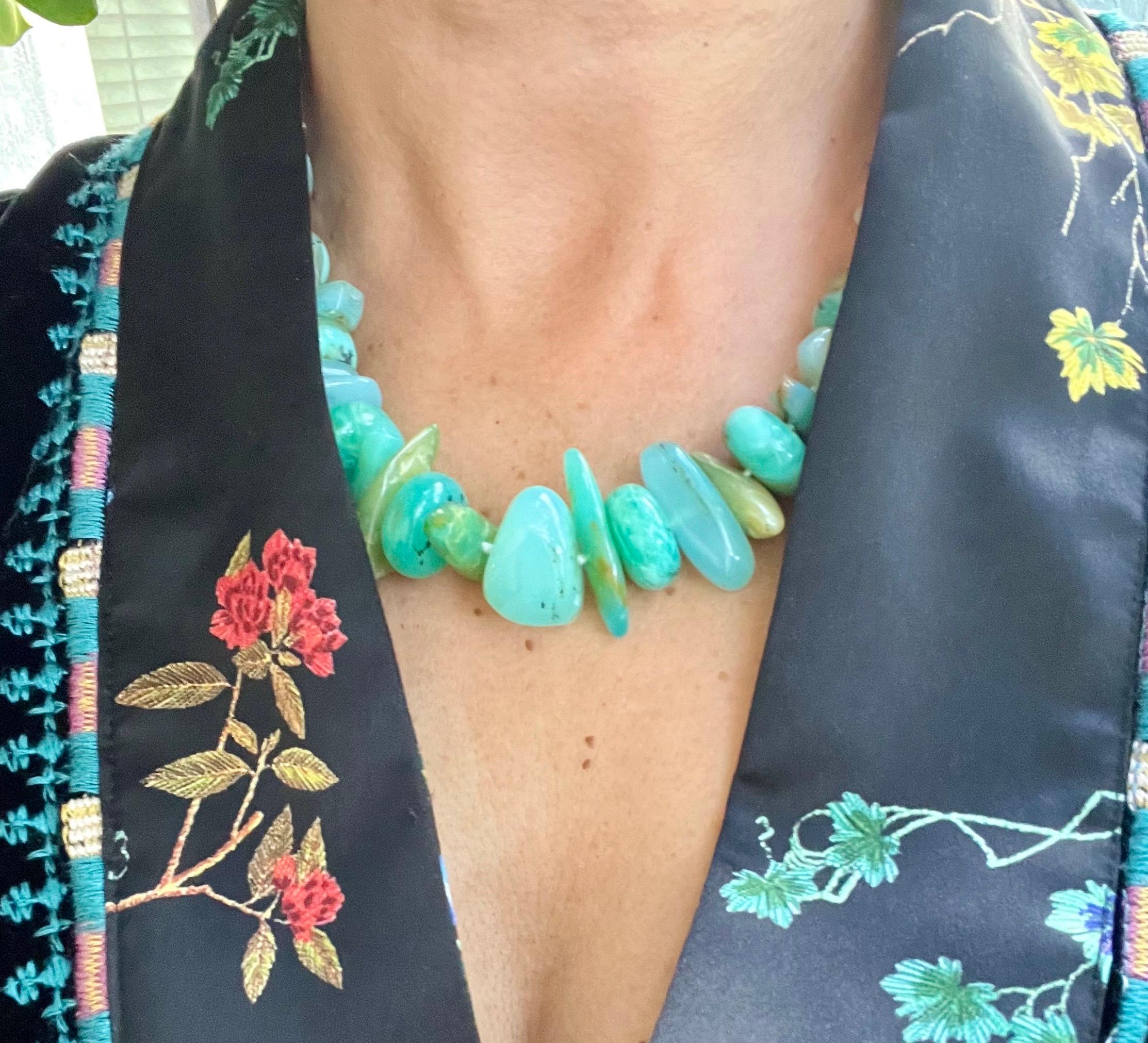 A.Jeschel Fabulous Peruvian Blue Opal Necklace For Sale 5