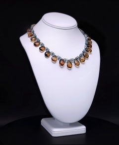 A.Jeschel Quartz Cognac and faceted Topaz Necklace