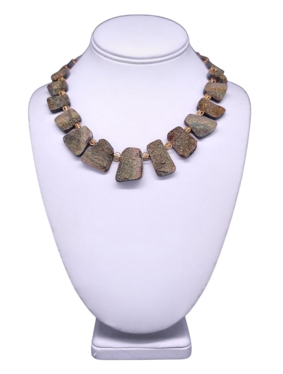 Collier A.Jeschel Rainbow Druzy Pyrite Plates. en vente 13