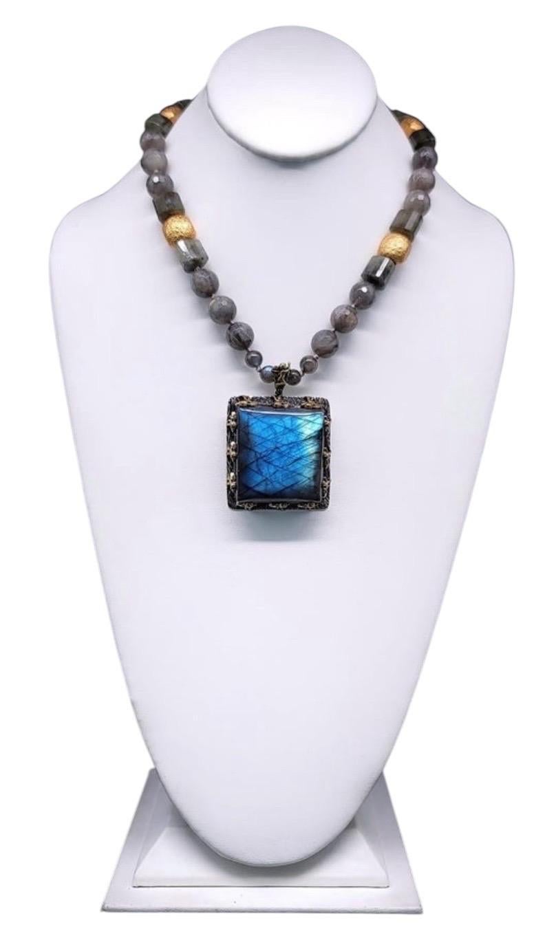 A.Jeschel Brillant Labradorite necklace with a stunning pendant. For Sale 13