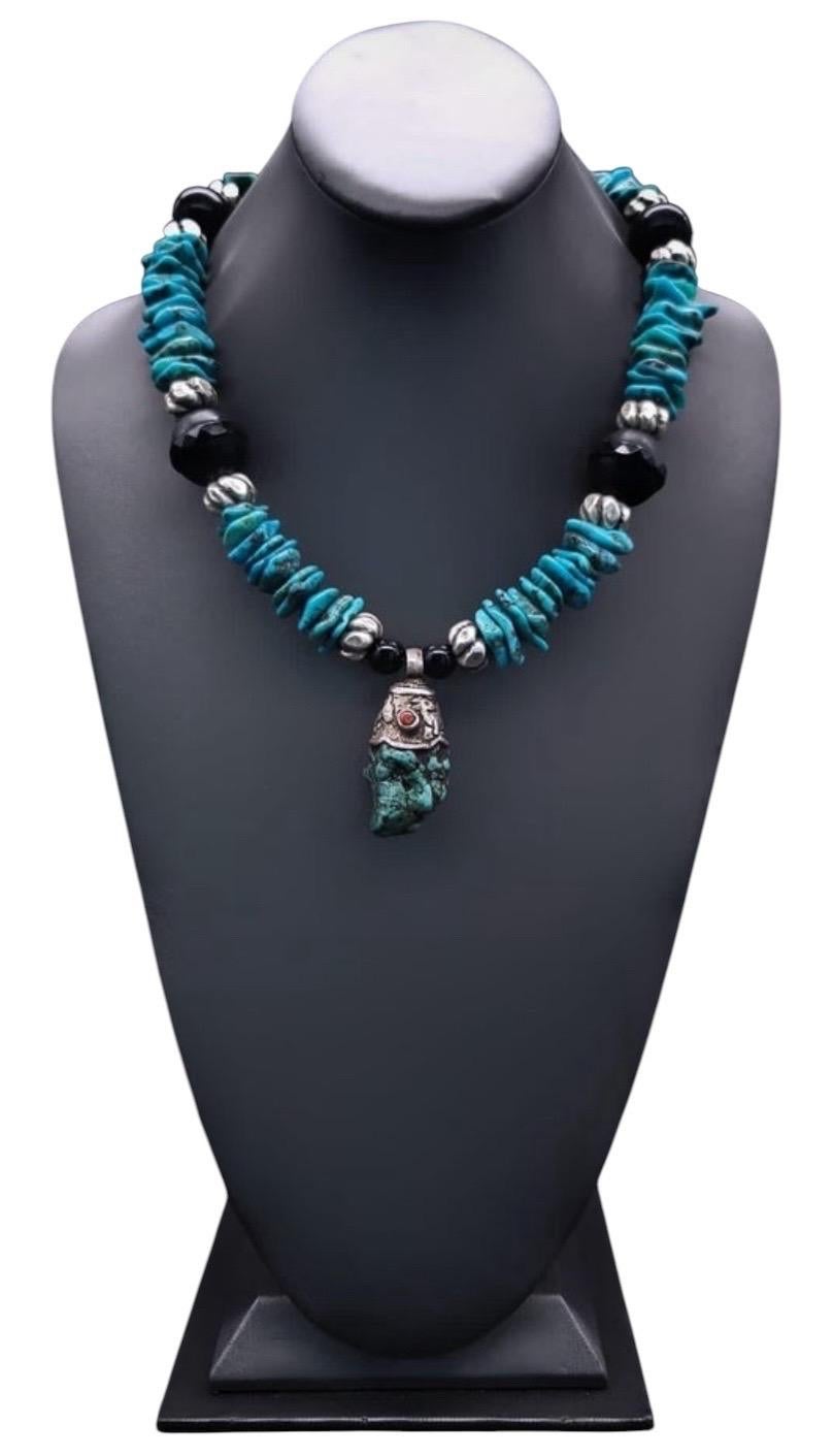 A.Jeschel Unisex Turquoise Pendant Necklace For Sale 10