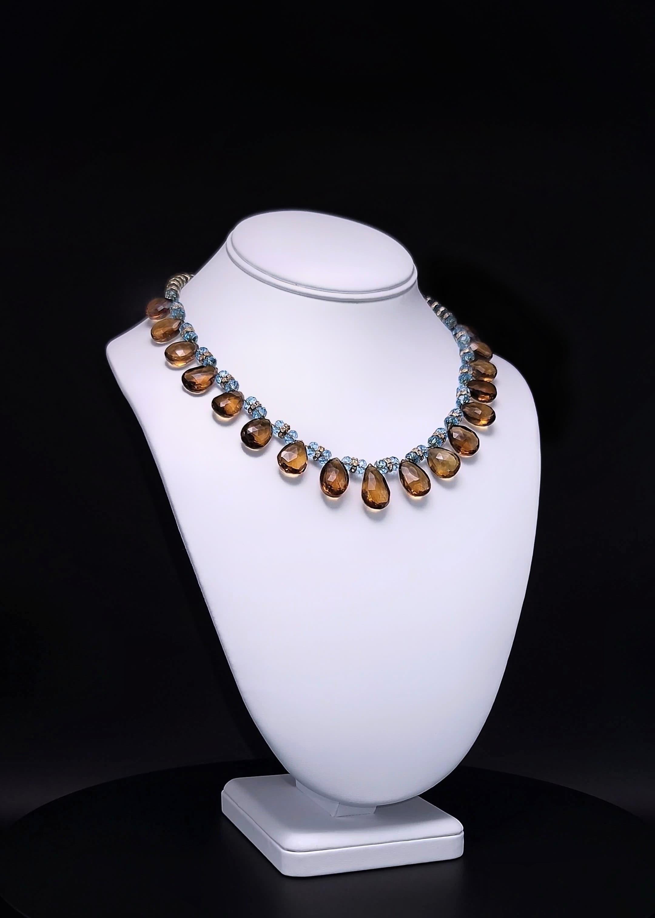 Halskette aus Quarz in Cognac und facettiertem Topas von A.Jeschel im Zustand „Neu“ im Angebot in Miami, FL