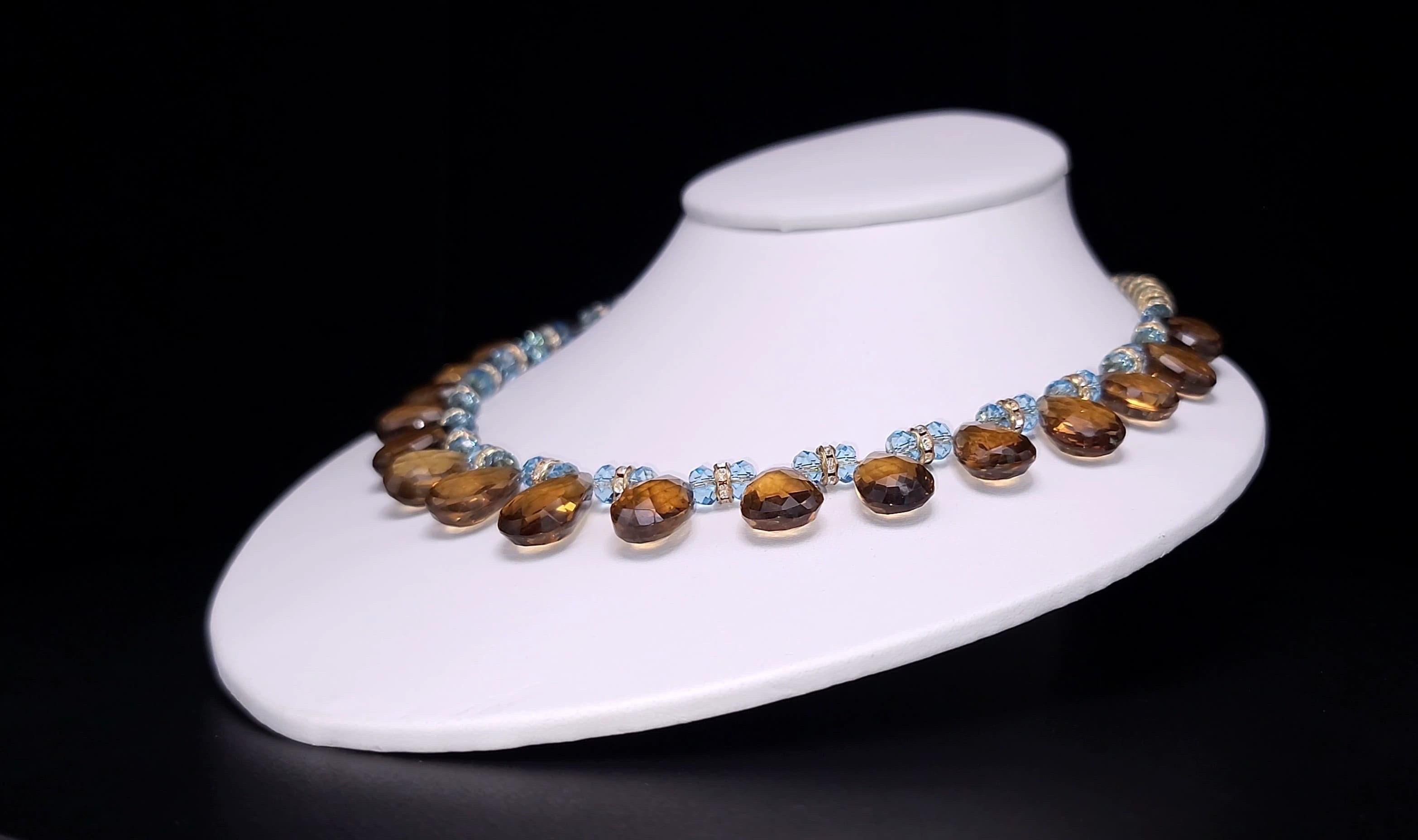 Halskette aus Quarz in Cognac und facettiertem Topas von A.Jeschel im Angebot 2