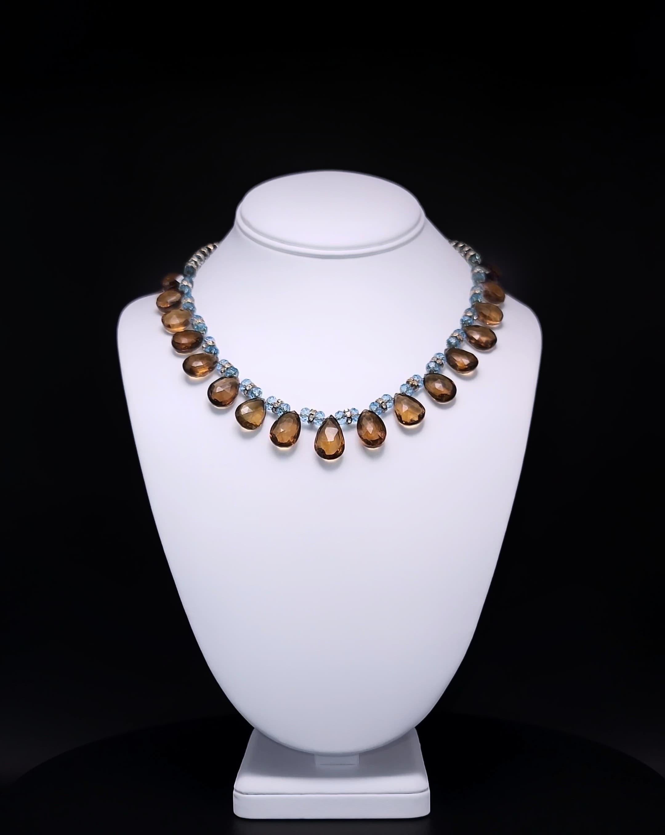 Halskette aus Quarz in Cognac und facettiertem Topas von A.Jeschel im Angebot 3