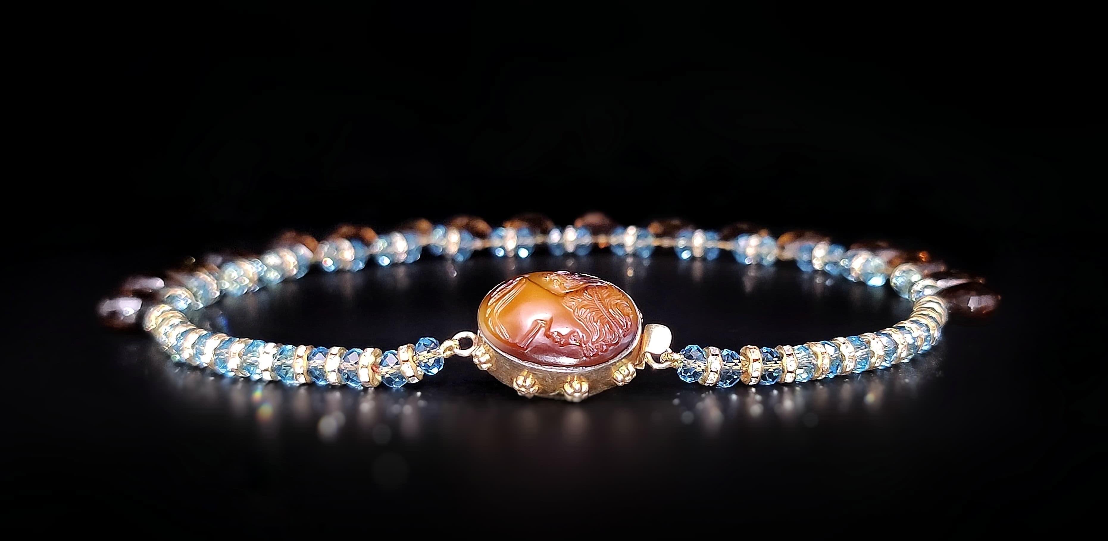 Halskette aus Quarz in Cognac und facettiertem Topas von A.Jeschel im Angebot 5