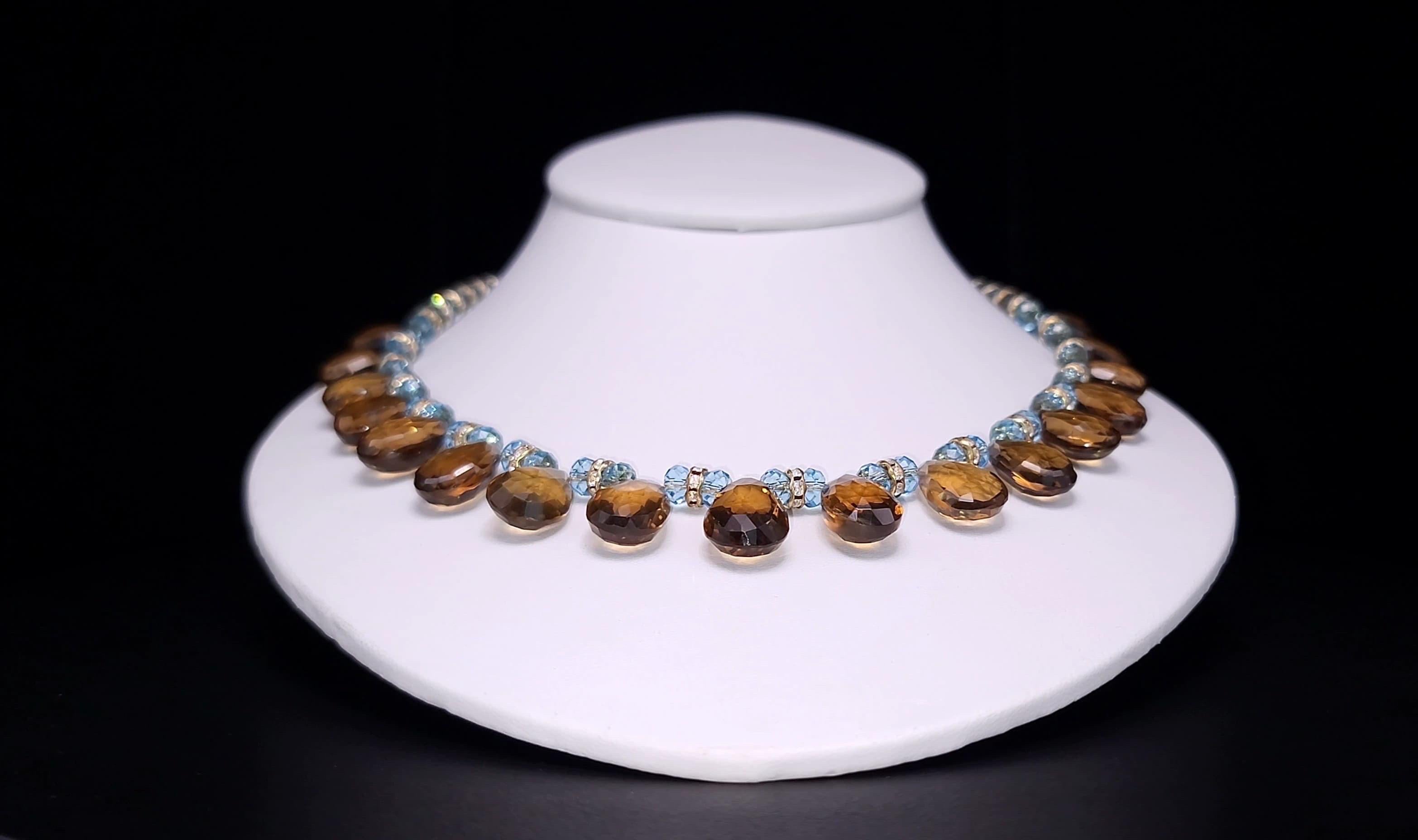 Halskette aus Quarz in Cognac und facettiertem Topas von A.Jeschel im Angebot 8