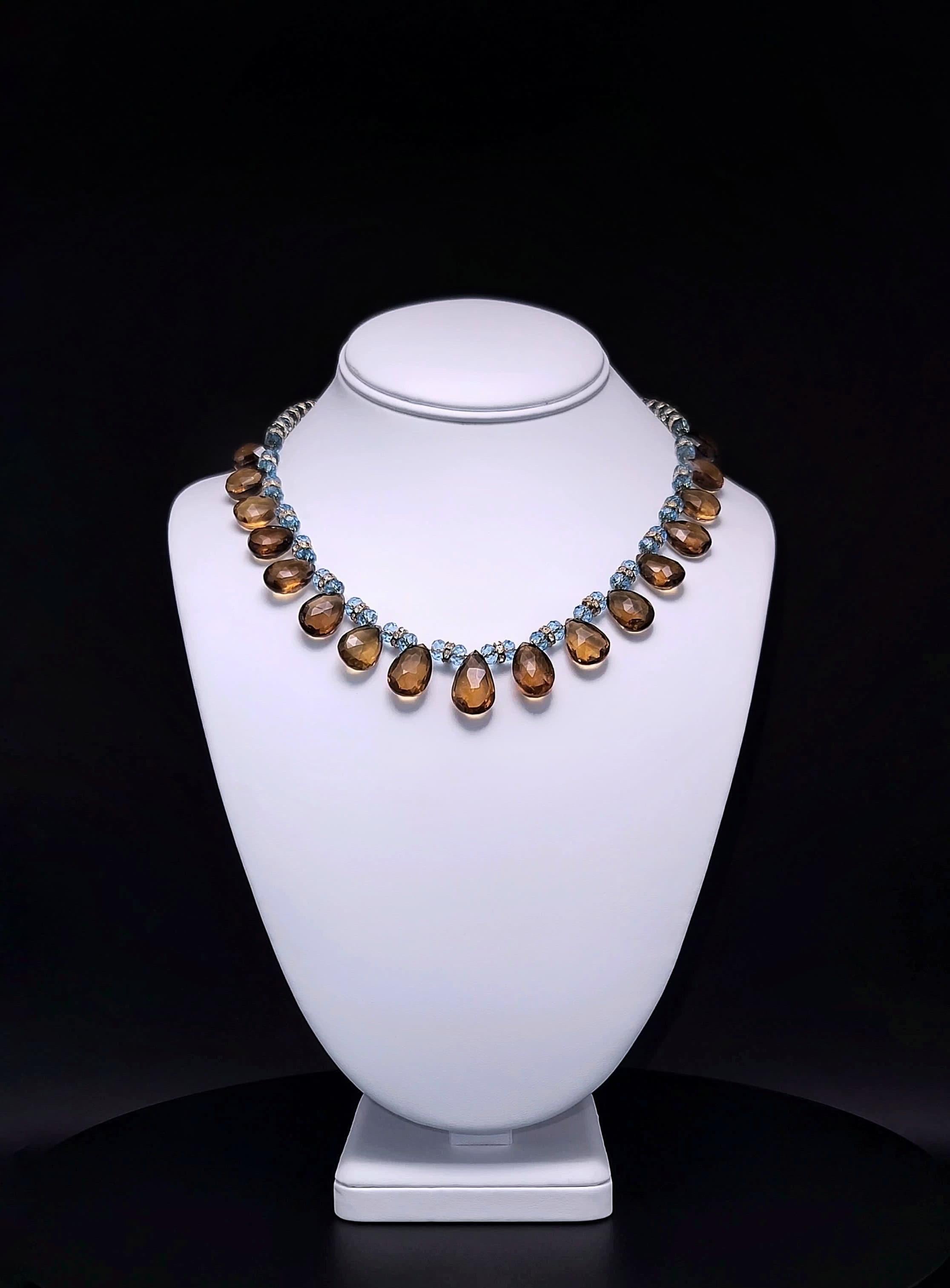 Halskette aus Quarz in Cognac und facettiertem Topas von A.Jeschel im Angebot 10