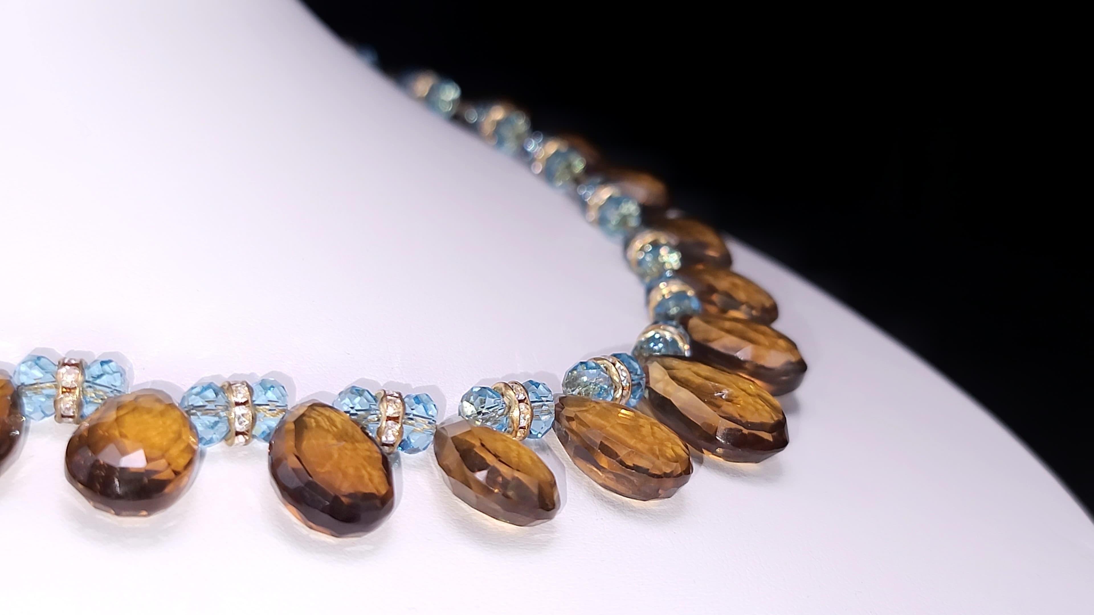 Halskette aus Quarz in Cognac und facettiertem Topas von A.Jeschel im Angebot 9