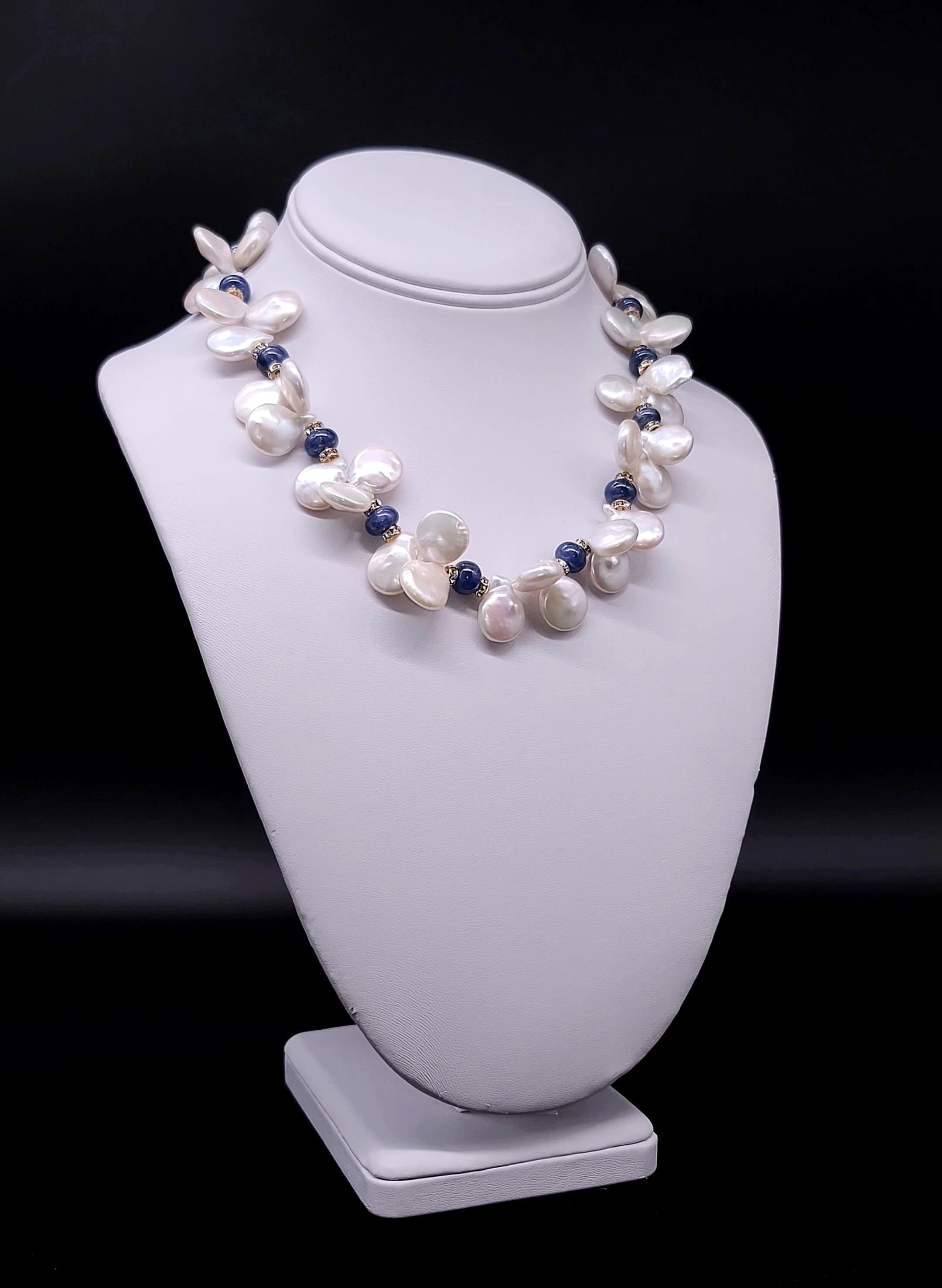 A.Jeschel Polished Sapphire and Freshwater Keshi Pearl necklace 1