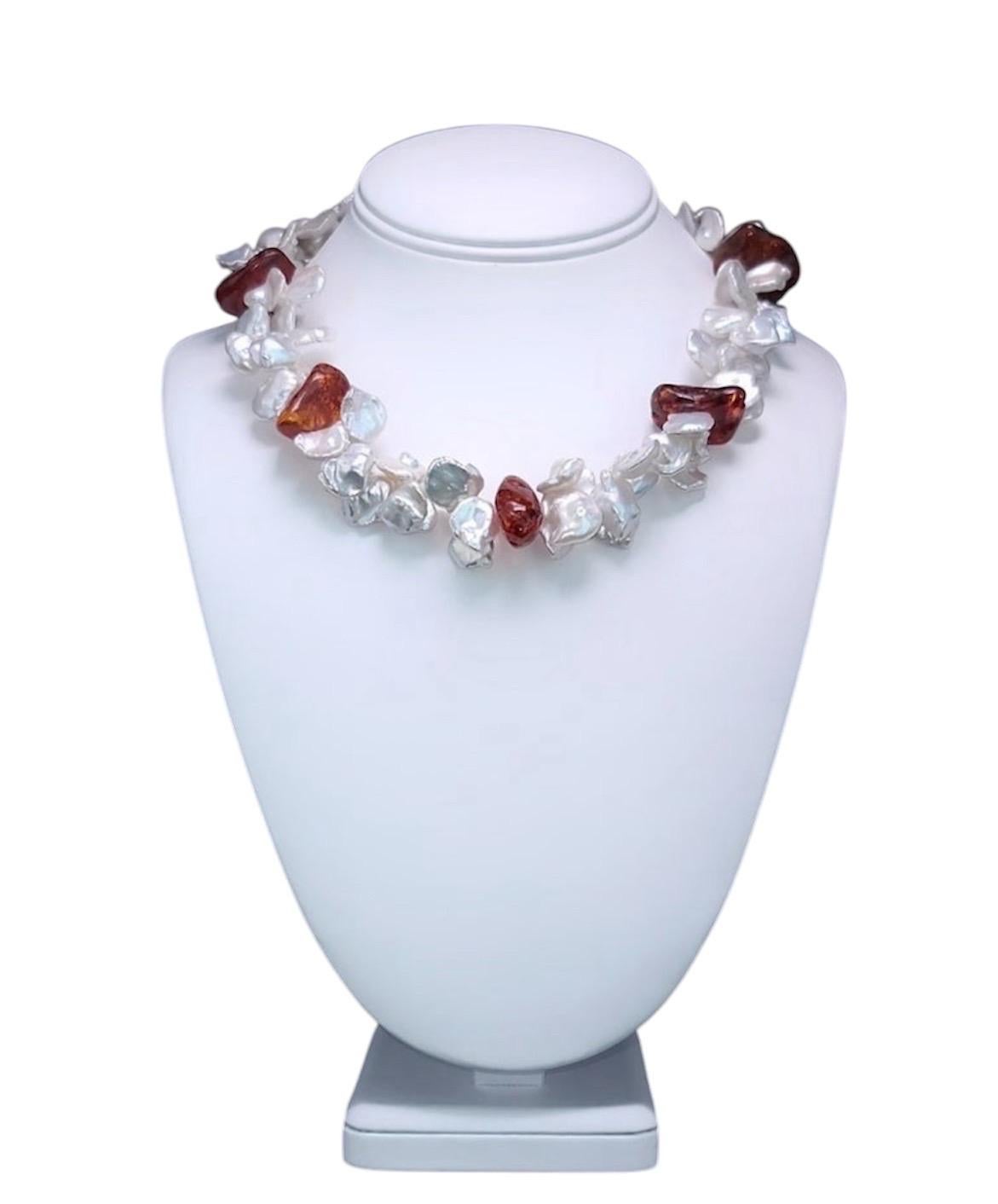 A.Jeschel Espléndido Collar de Perlas y Ámbar Keshi. en venta 13