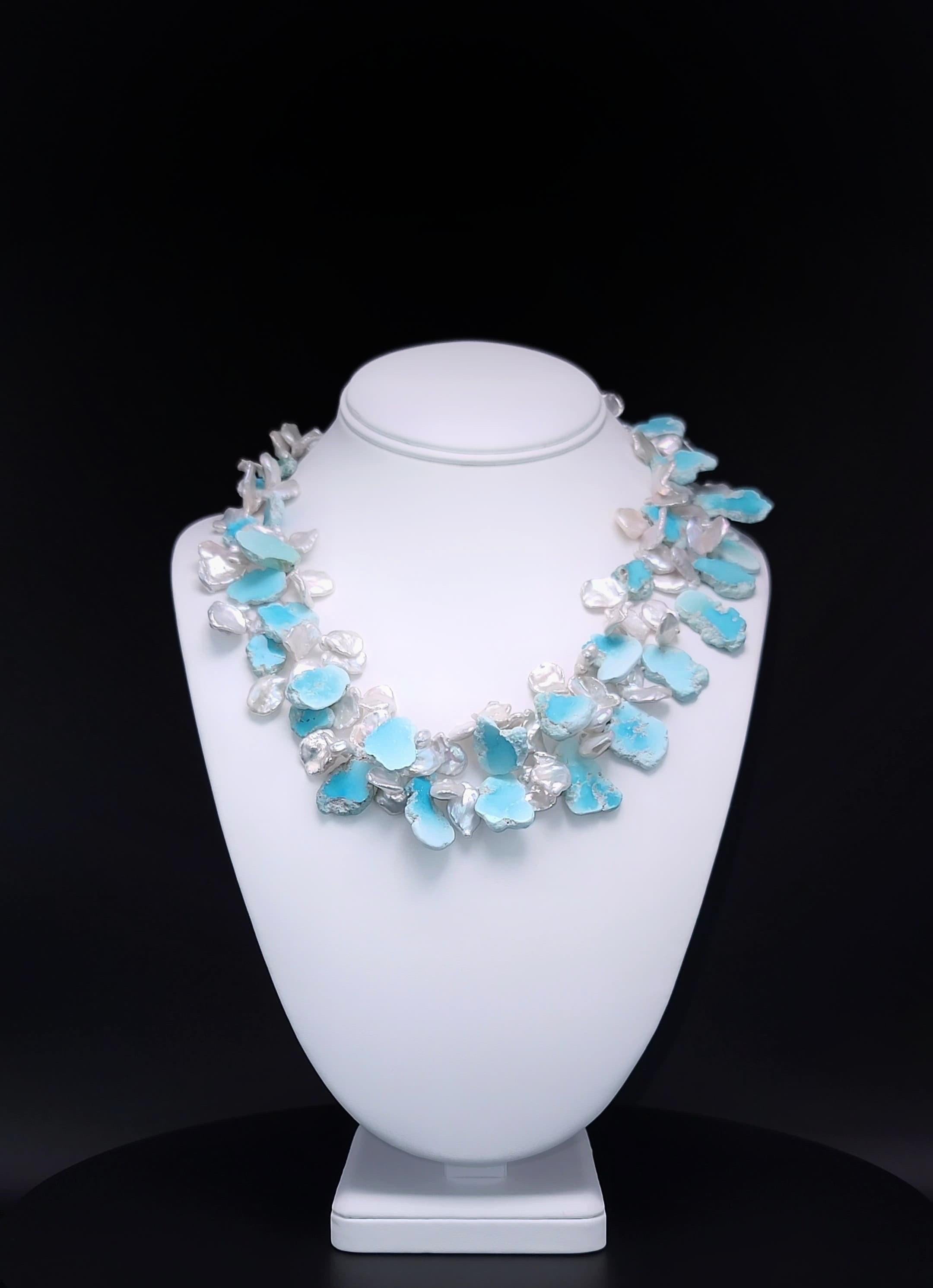 Donna A.Jeschel Collana in turchese e perle Keshi in vendita
