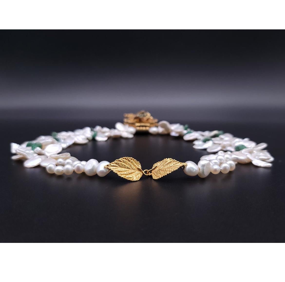 A.Jeschel Ghau Box Pendant Emerald and Freshwater Keshi Pearl Necklace For Sale 4