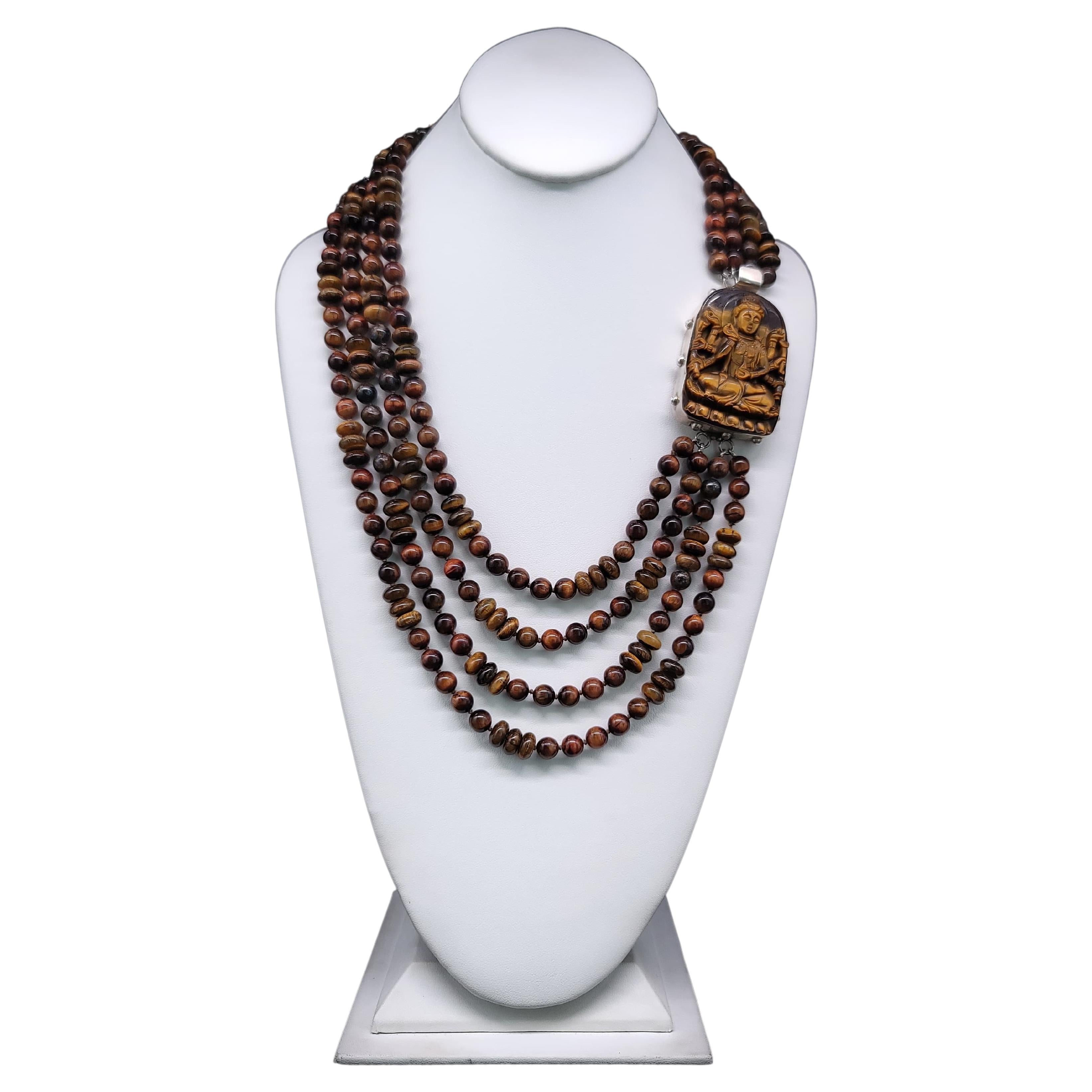 A.jeschel Sophisticated Tiger’s Eye Necklace with a Powerful Clasp. For Sale