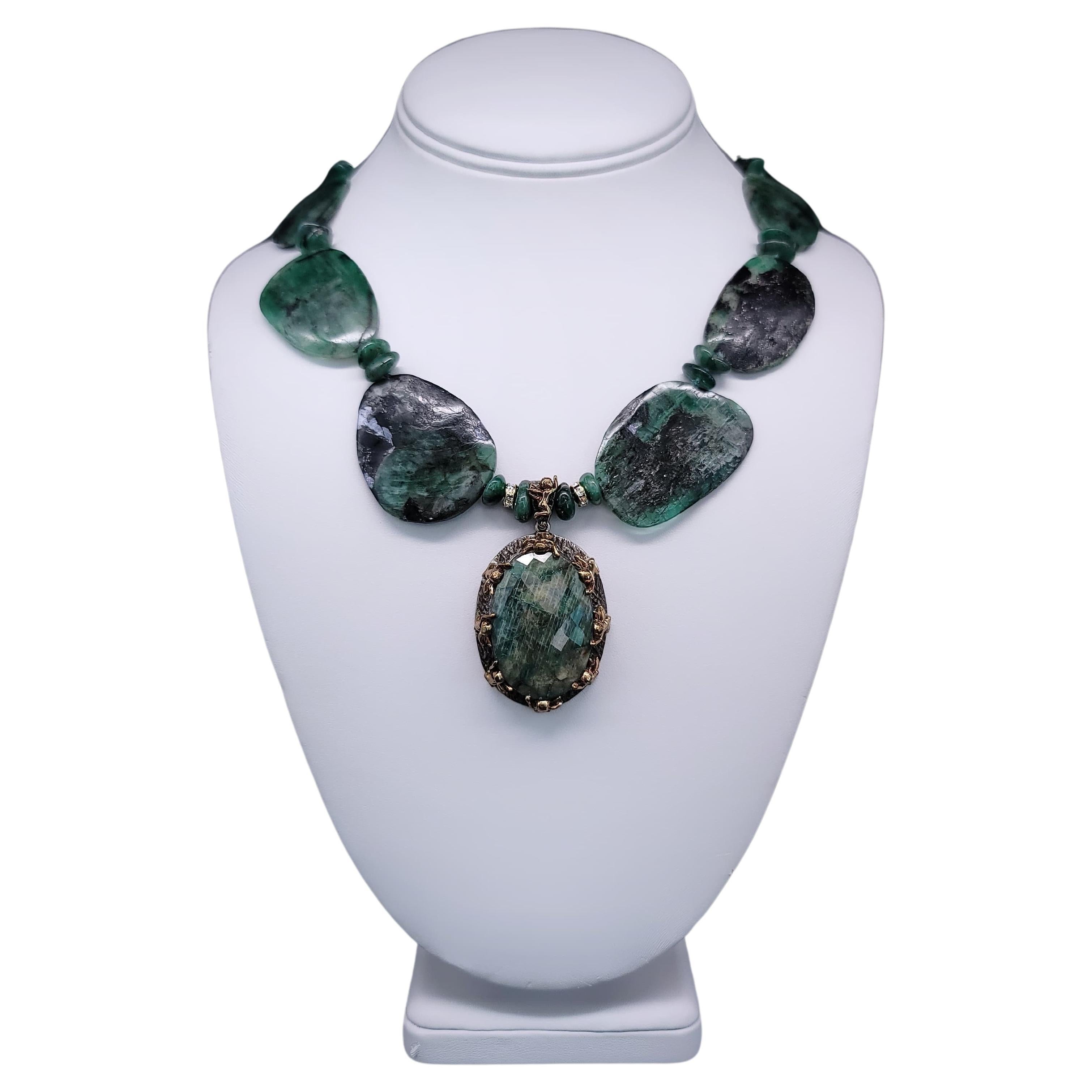 A.jeschel Stunning Emerald pendant Necklace. For Sale