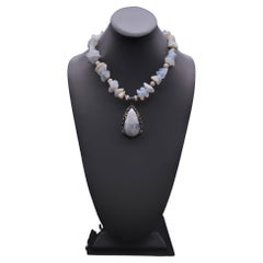 A.Jeschel Powerful White Opal Necklace and Pendant