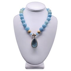 A.Jeschel Assorted Aquamarine Necklace with a glorious Pendant 