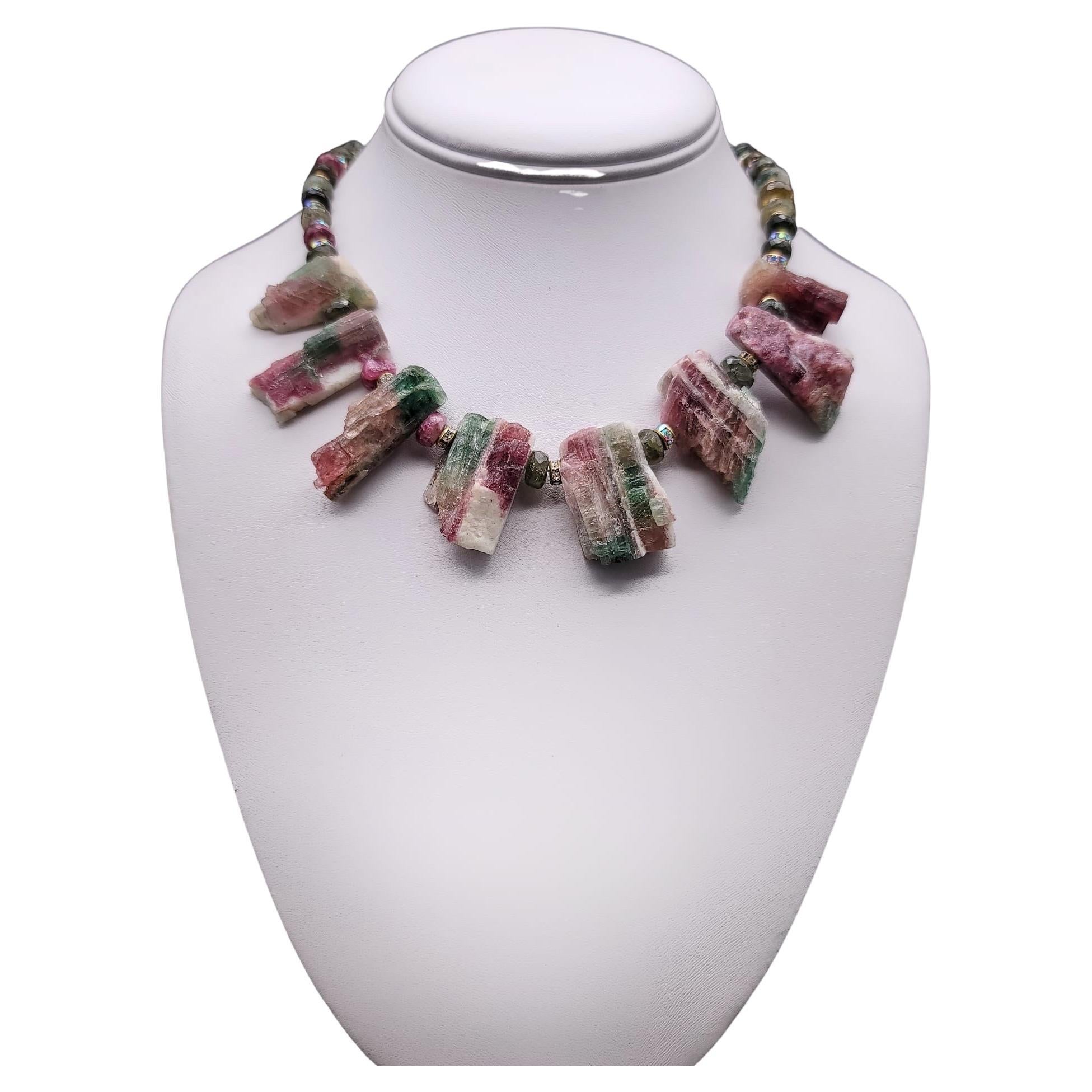 A.Jeschel Stunning Brazilian Tourmaline Geode necklace. For Sale