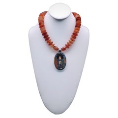 A.Jeschel Carnelian Necklace with an Art Deco Pendant .