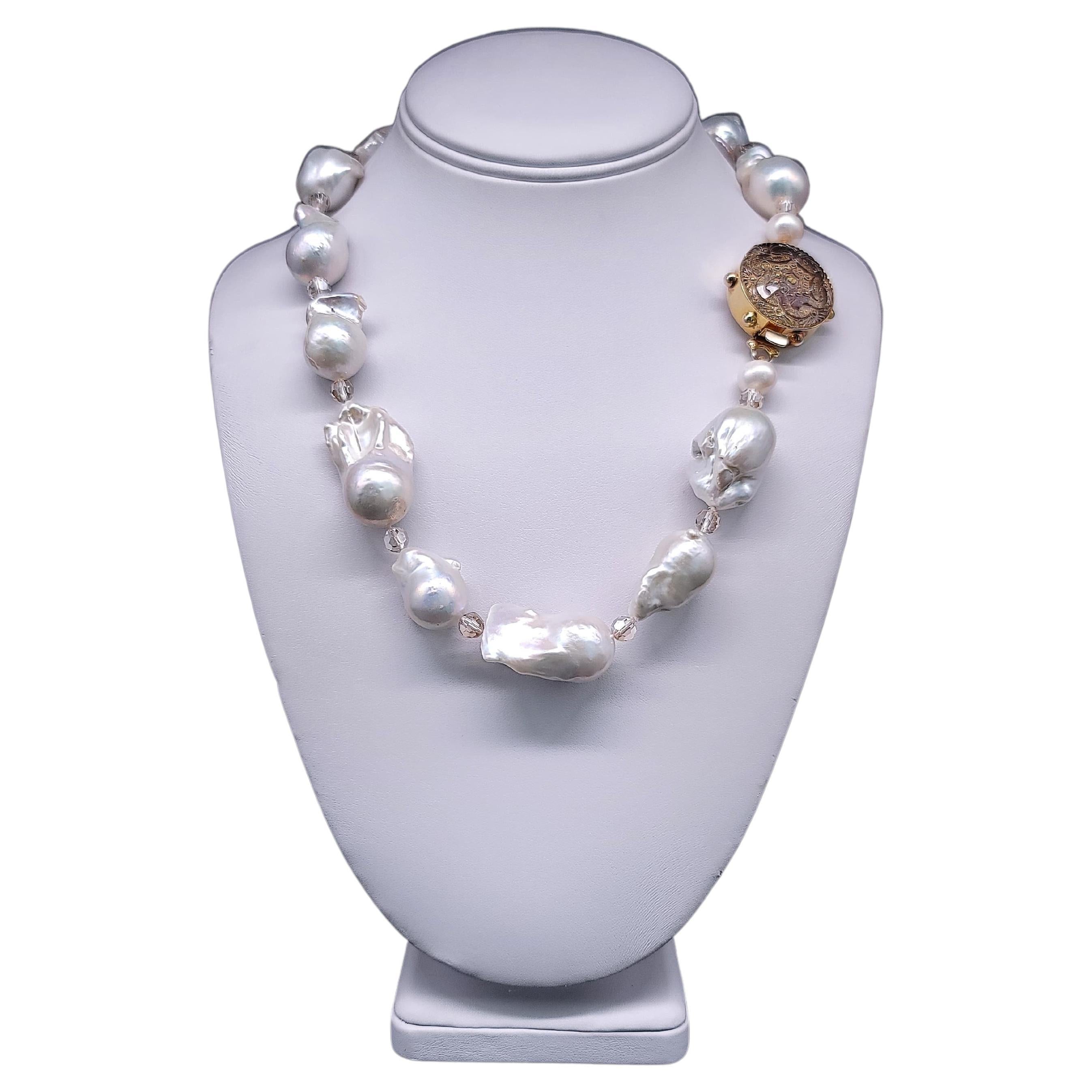 A.Jeschel Glamorous Single Strand Necklace of Large Baroque Pearls.