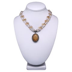 A.Jeschel Masterpiece of Golden Rutilated Quartz Pendant encircled with Diamonds