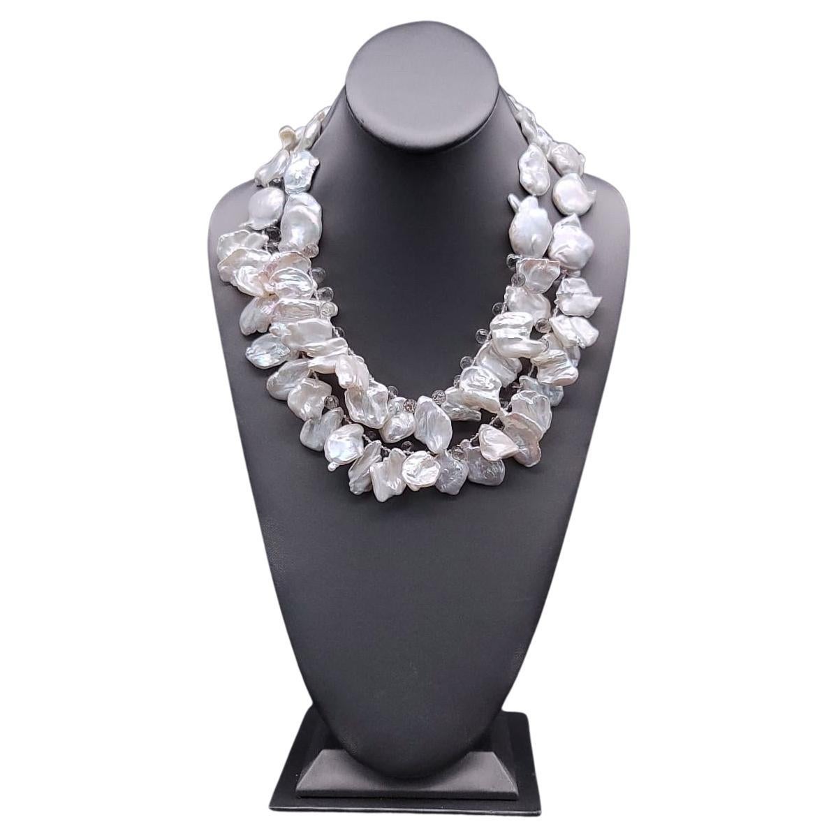 A.Jeschel Glorious 2 Strand Coin Baroque Pearl Necklace