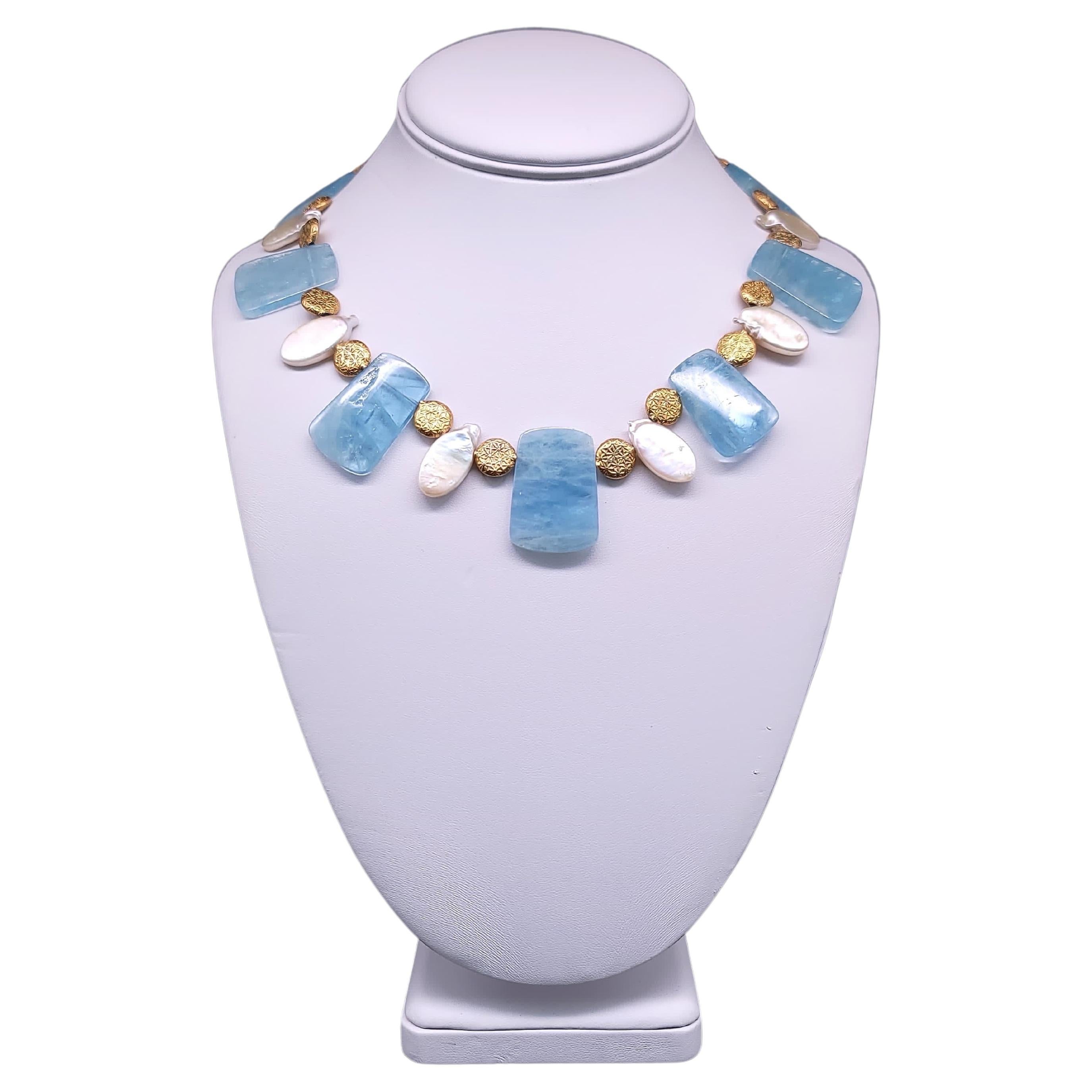 A.Jeschel Lustrous Aquamarine Beryl necklace. For Sale