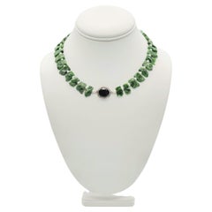 A.Jeschel Diopside single strand necklace with Onyx and Diamonds.