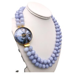 A.Jeschel Natural Blue Lace Agate 2 strand necklace.