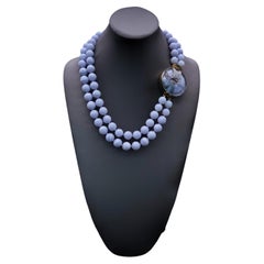 A.Jeschel Natural Blue Lace Agate 2 strand necklace.